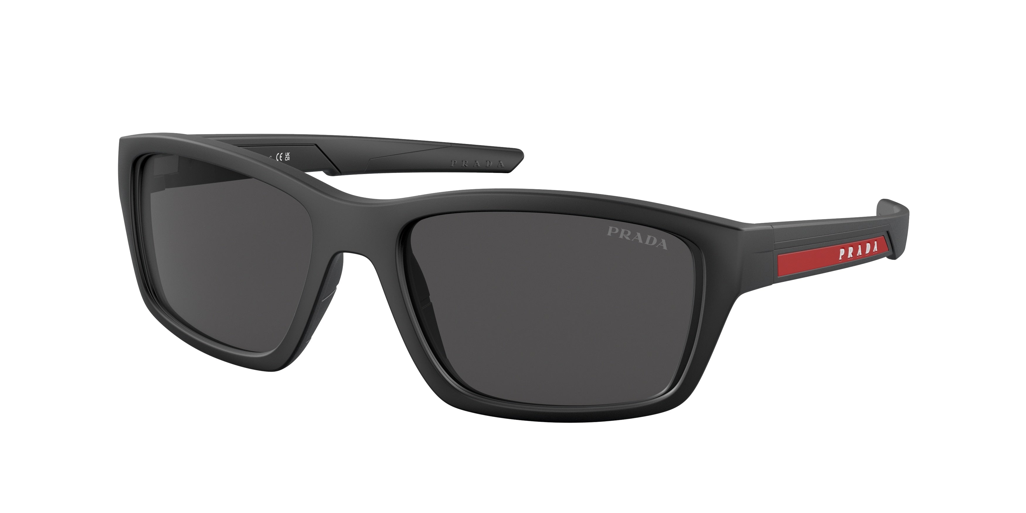 Prada Linea Rossa PS04YS Irregular Sunglasses 1BO06F-Matte Black 57-140-18 - Color Map Black