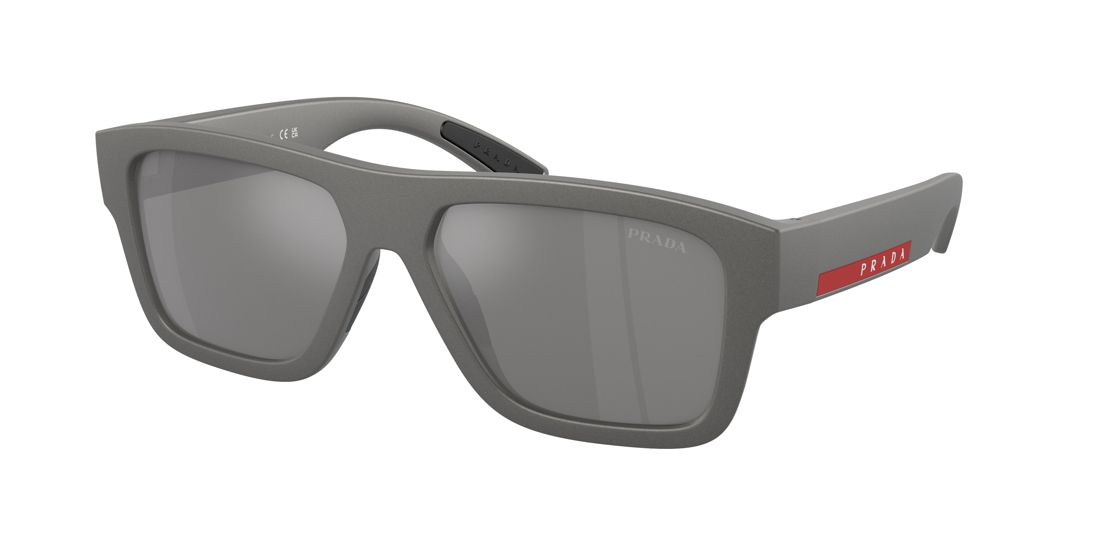 Prada Linea Rossa PS04ZSF Square Sunglasses 16X7W1-Grey Metal 56-145-16 - Color Map Grey