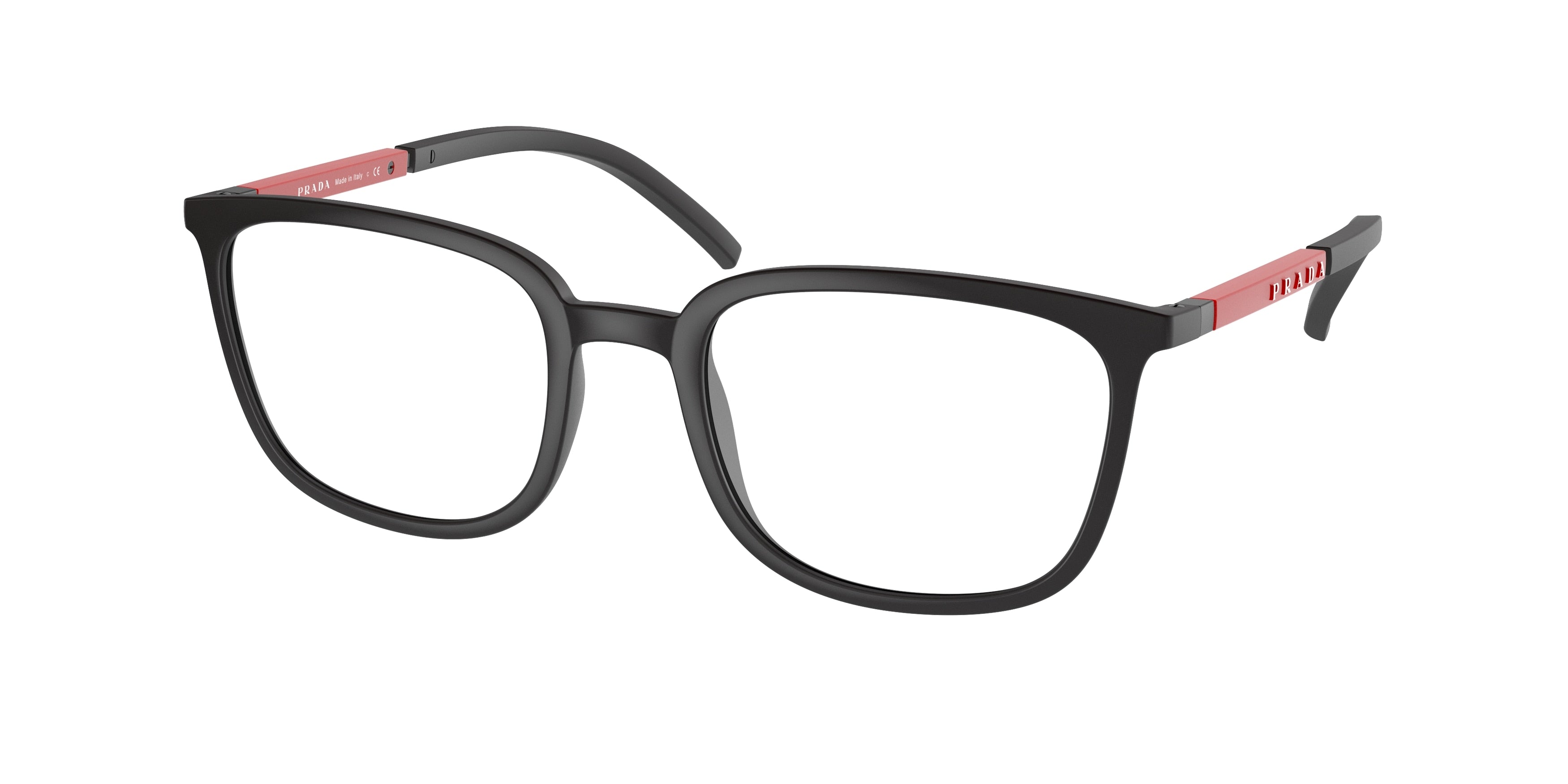 Prada Linea Rossa PS05NV Pillow Eyeglasses  1BO1O1-Black Rubber 54-145-21 - Color Map Black