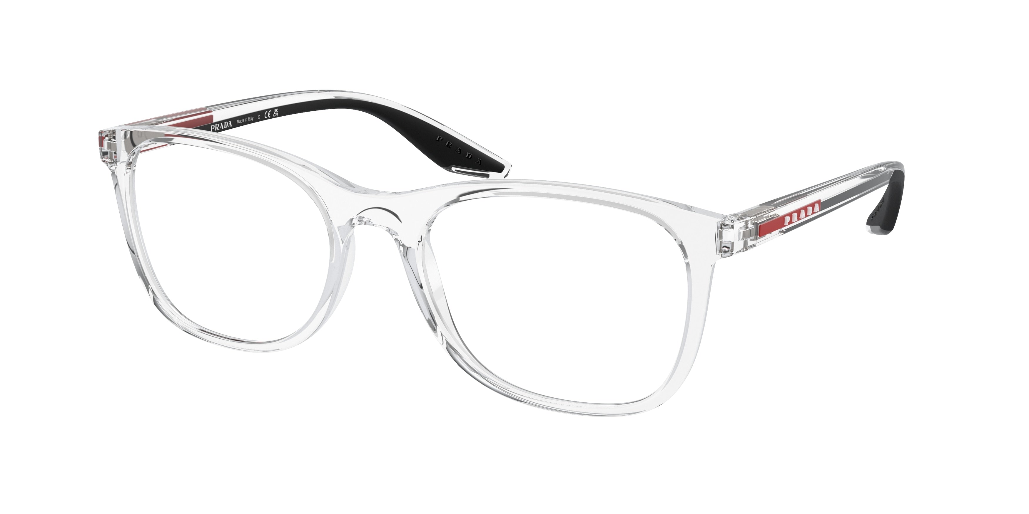 Prada Linea Rossa PS05PV Pillow Eyeglasses 2AZ1O1-Crystal 55-145-19 - Color Map Transparent