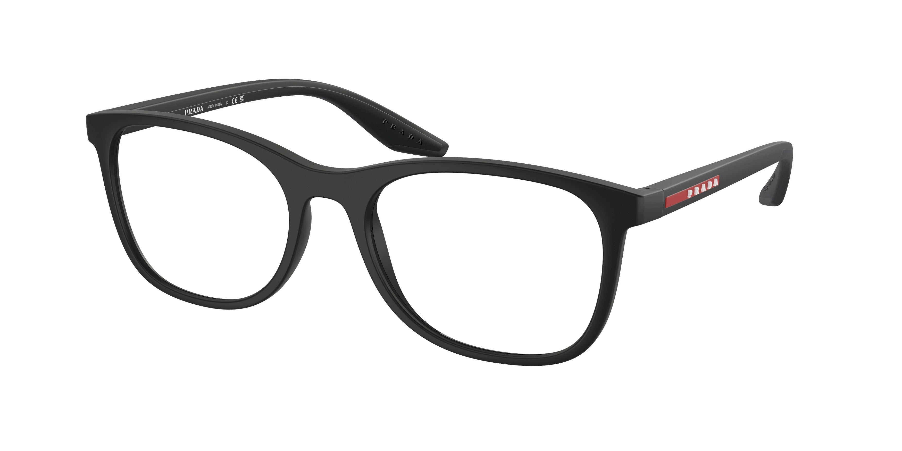 Prada Linea Rossa PS05PV Pillow Eyeglasses DG01O1-Black Rubber 55-145-19 - Color Map Black