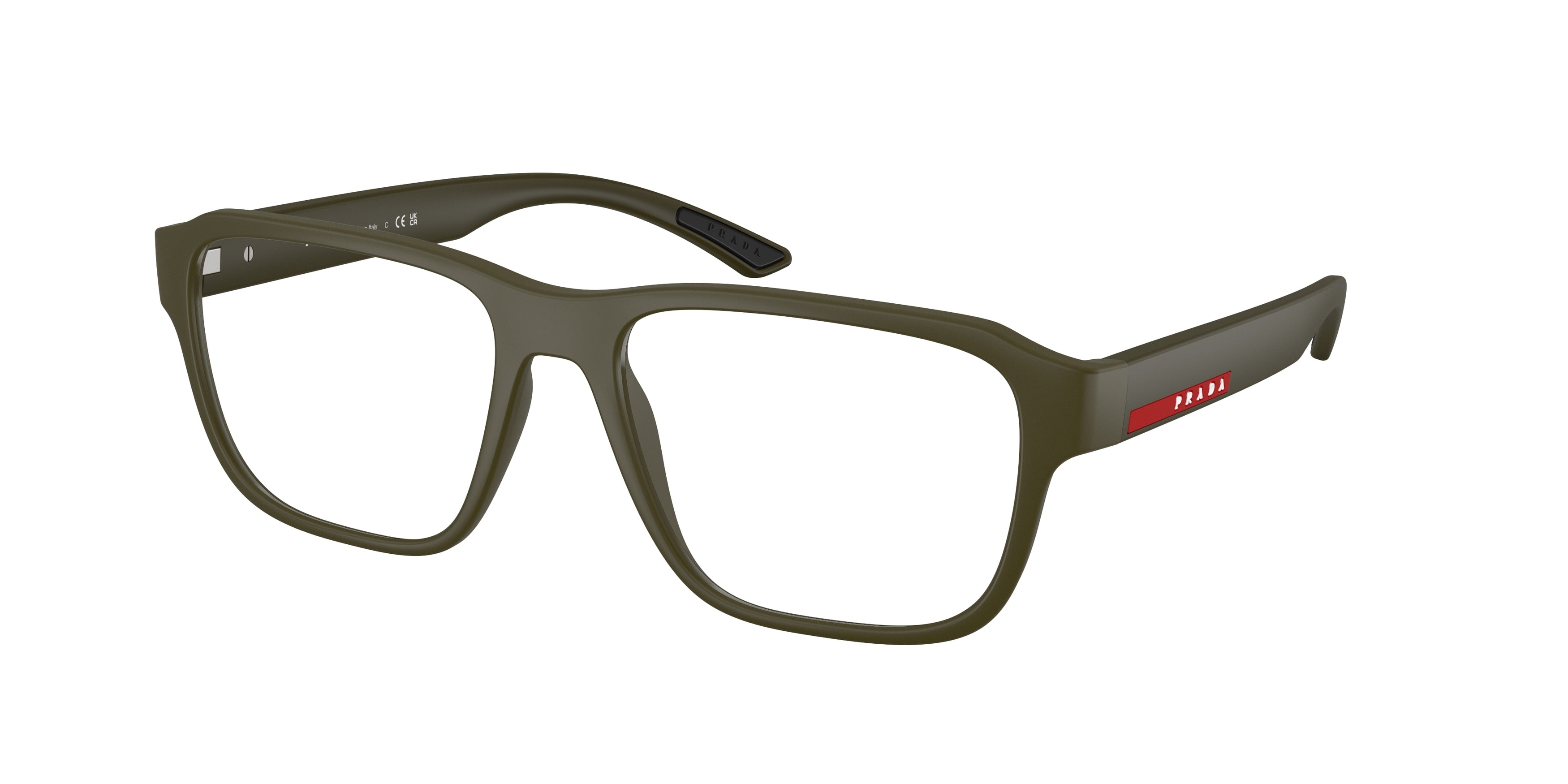 Prada Linea Rossa PS05RV Irregular Eyeglasses 15X1O1-Matte Green 54-145-17 - Color Map Green