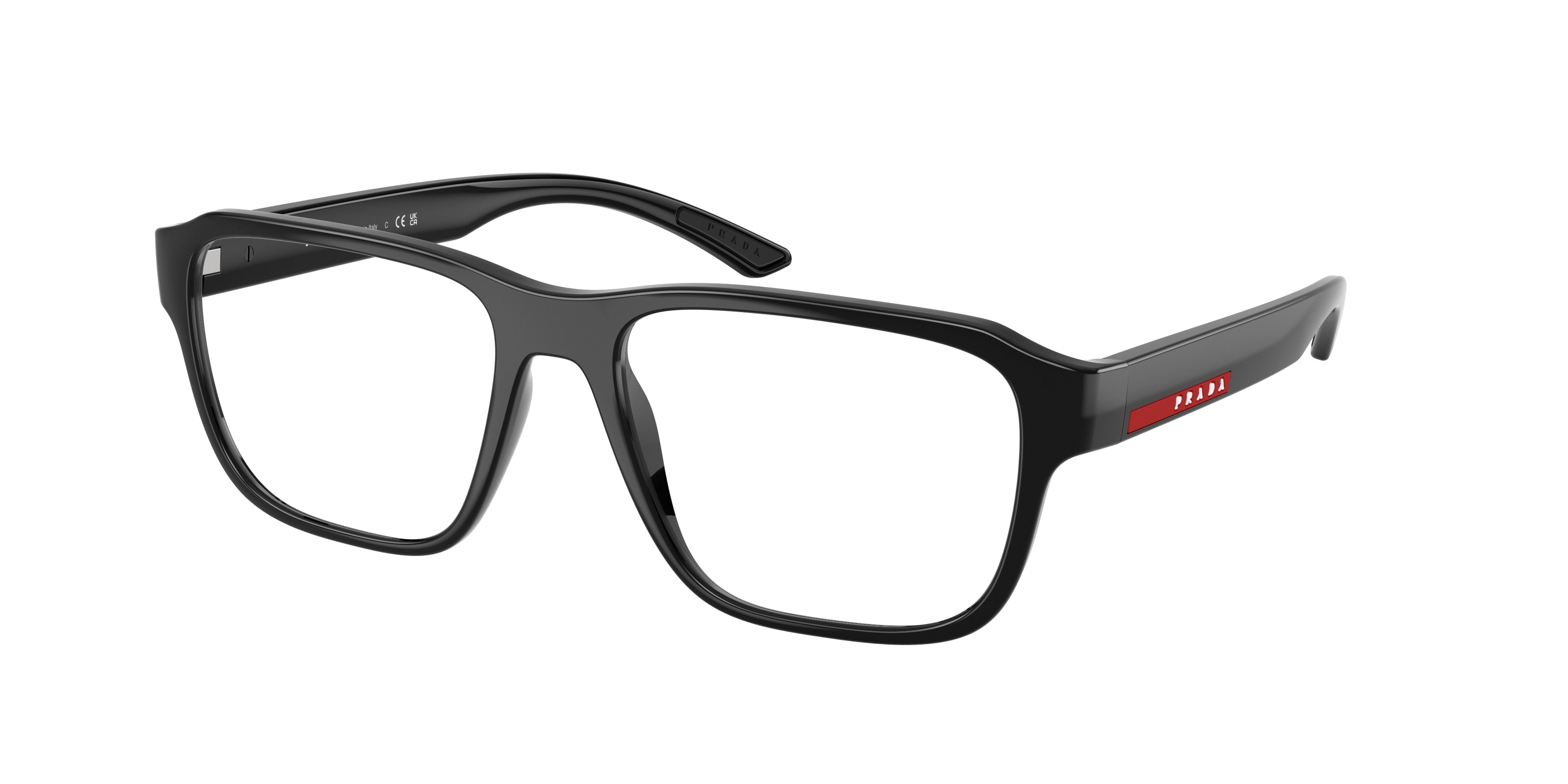 Prada Linea Rossa PS05RV Irregular Eyeglasses 1AB1O1-Black 54-145-17 - Color Map Black