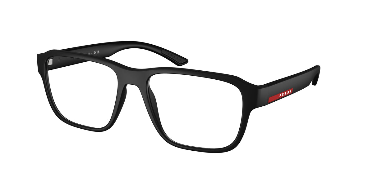 Prada Linea Rossa PS05RV Irregular Eyeglasses DG01O1-Rubber Black 54-145-17 - Color Map Black