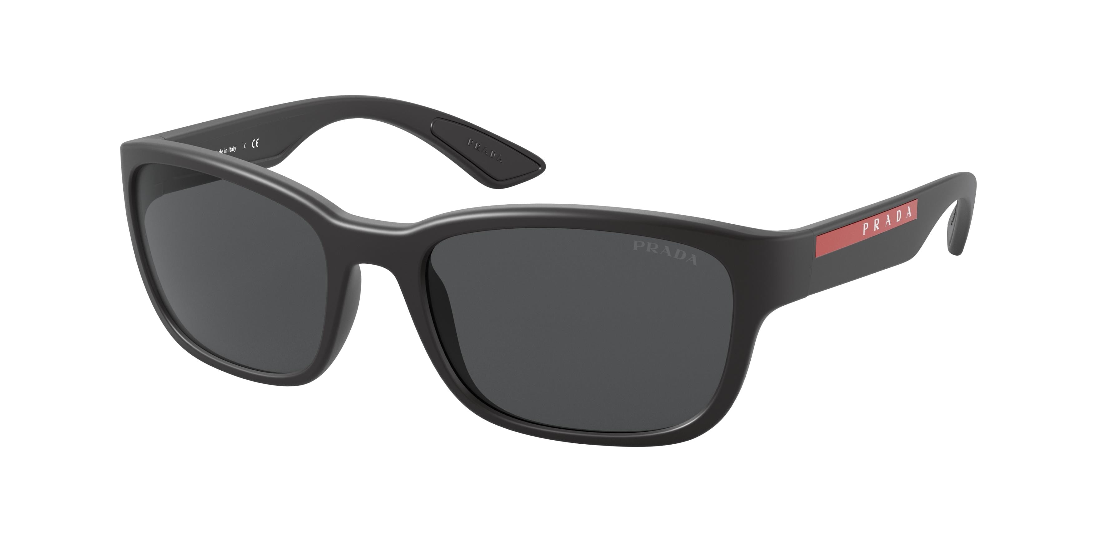 Prada Linea Rossa PS05VS Pillow Sunglasses 1BO5S0-Black Demishiny 57-145-19 - Color Map Black