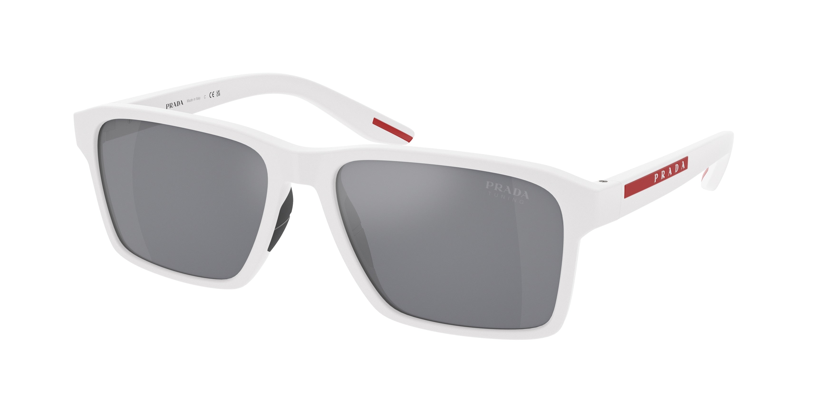 Prada Linea Rossa PS05YSF Rectangle Sunglasses TWK40A-White Rubber 58-145-17 - Color Map White