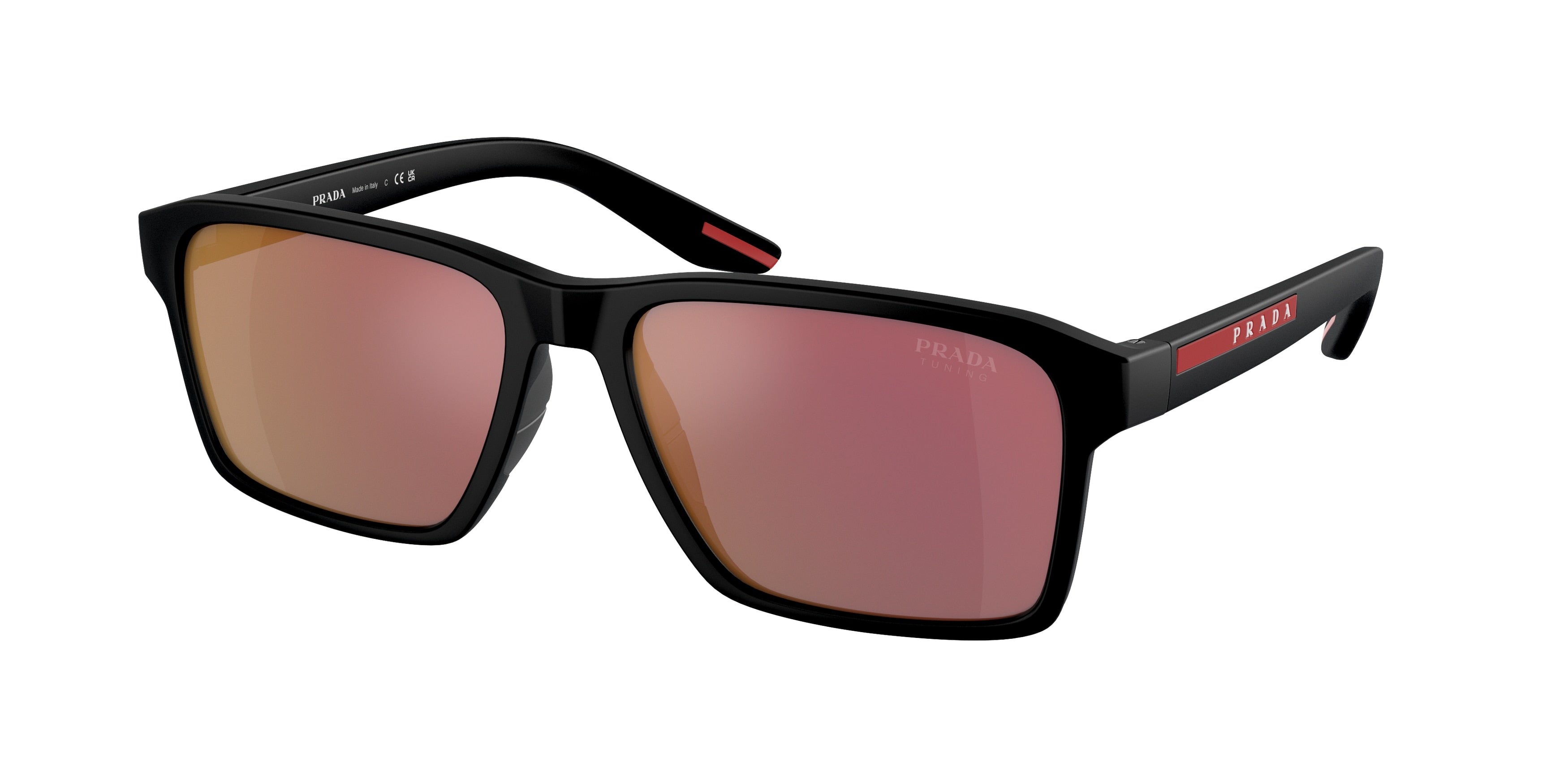 Prada Linea Rossa PS05YS Rectangle Sunglasses 1BO10A-Matte Black 58-145-17 - Color Map Black