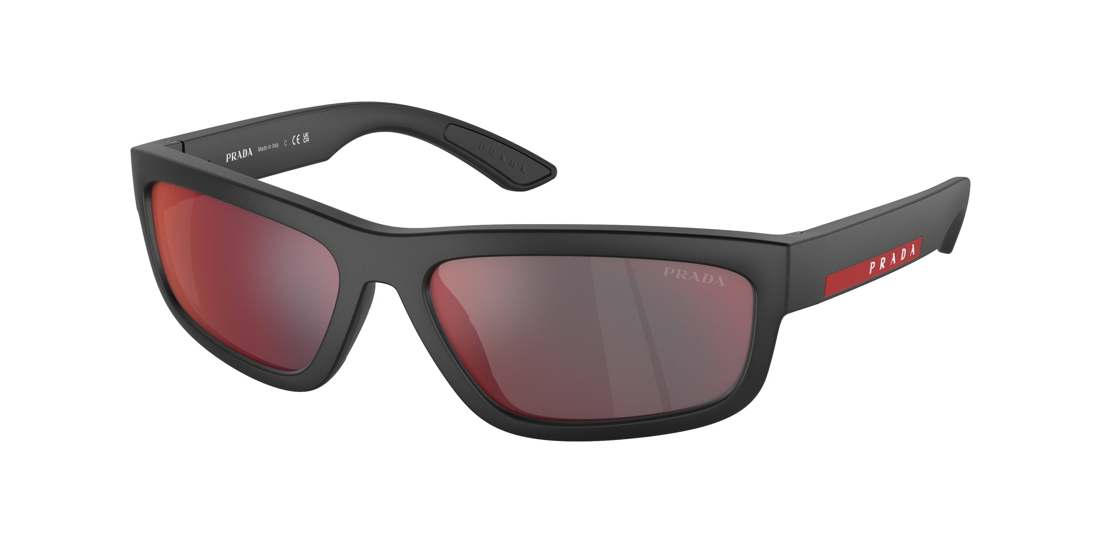 Prada Linea Rossa PS05ZS Rectangle Sunglasses DG008F-Black Rubbered 59-140-17 - Color Map Black