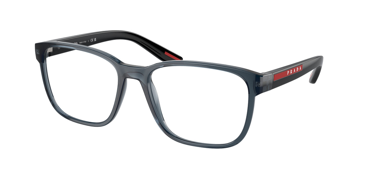 Prada Linea Rossa PS06PV Pillow Eyeglasses for Men — Free Shipping - 57-145-18 / CZH1O1-Crystal Blue