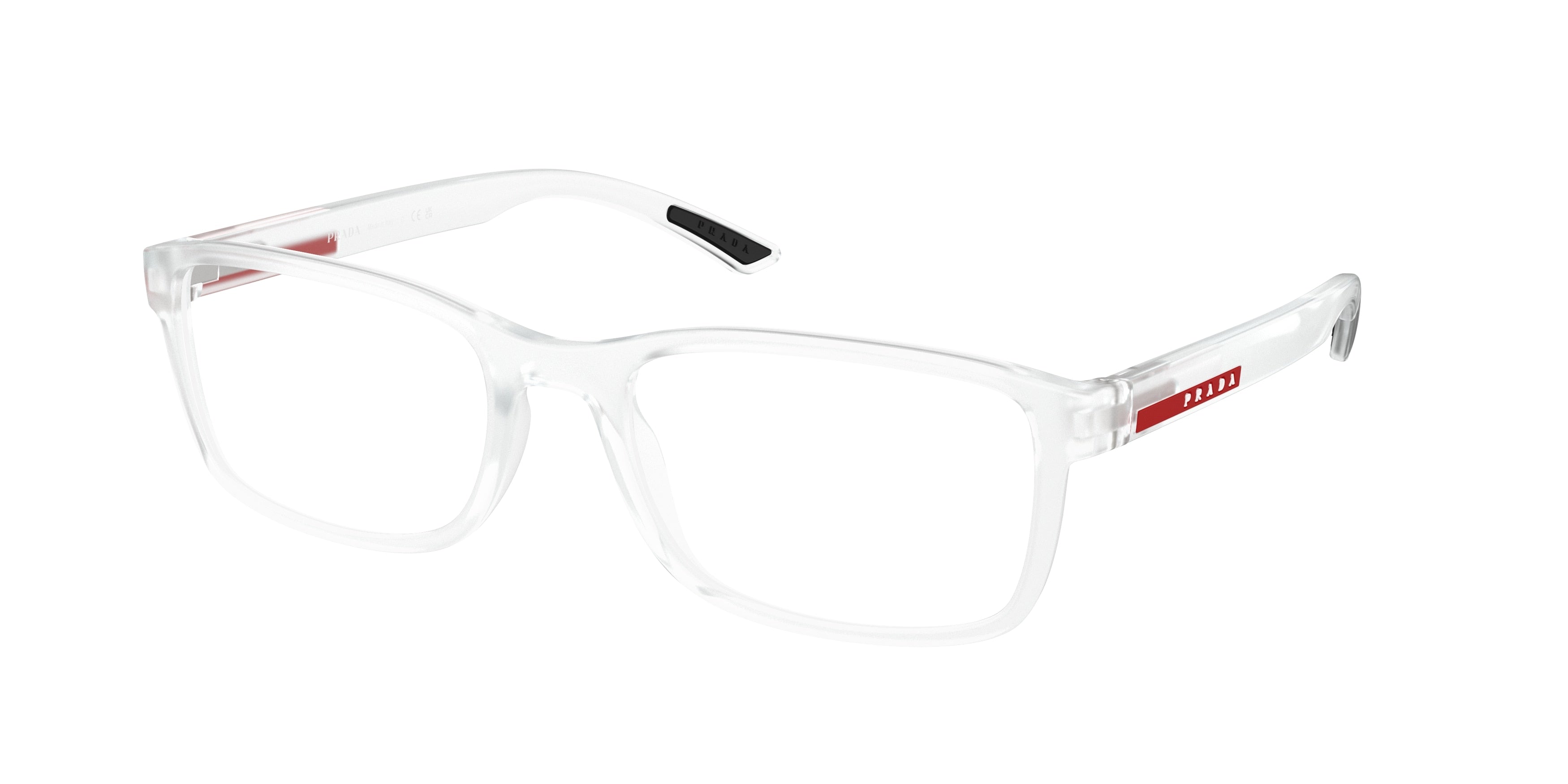 Prada Linea Rossa PS06RV Pillow Eyeglasses 14V1O1-Matte Crystal 53-145-19 - Color Map Transparent