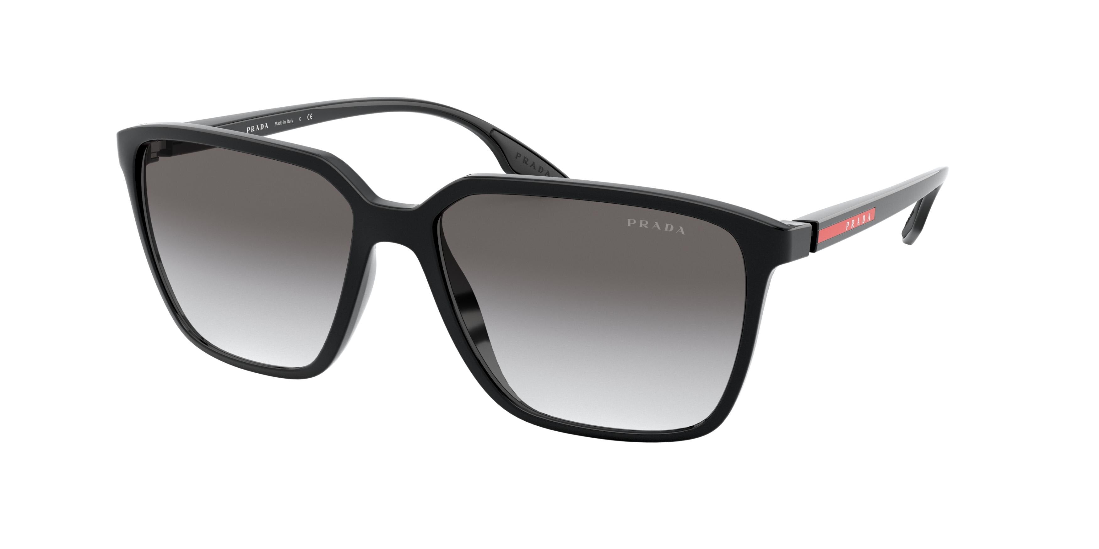 Prada Linea Rossa PS06VS Rectangle Sunglasses 1AB3M1-Black 58-145-16 - Color Map Black