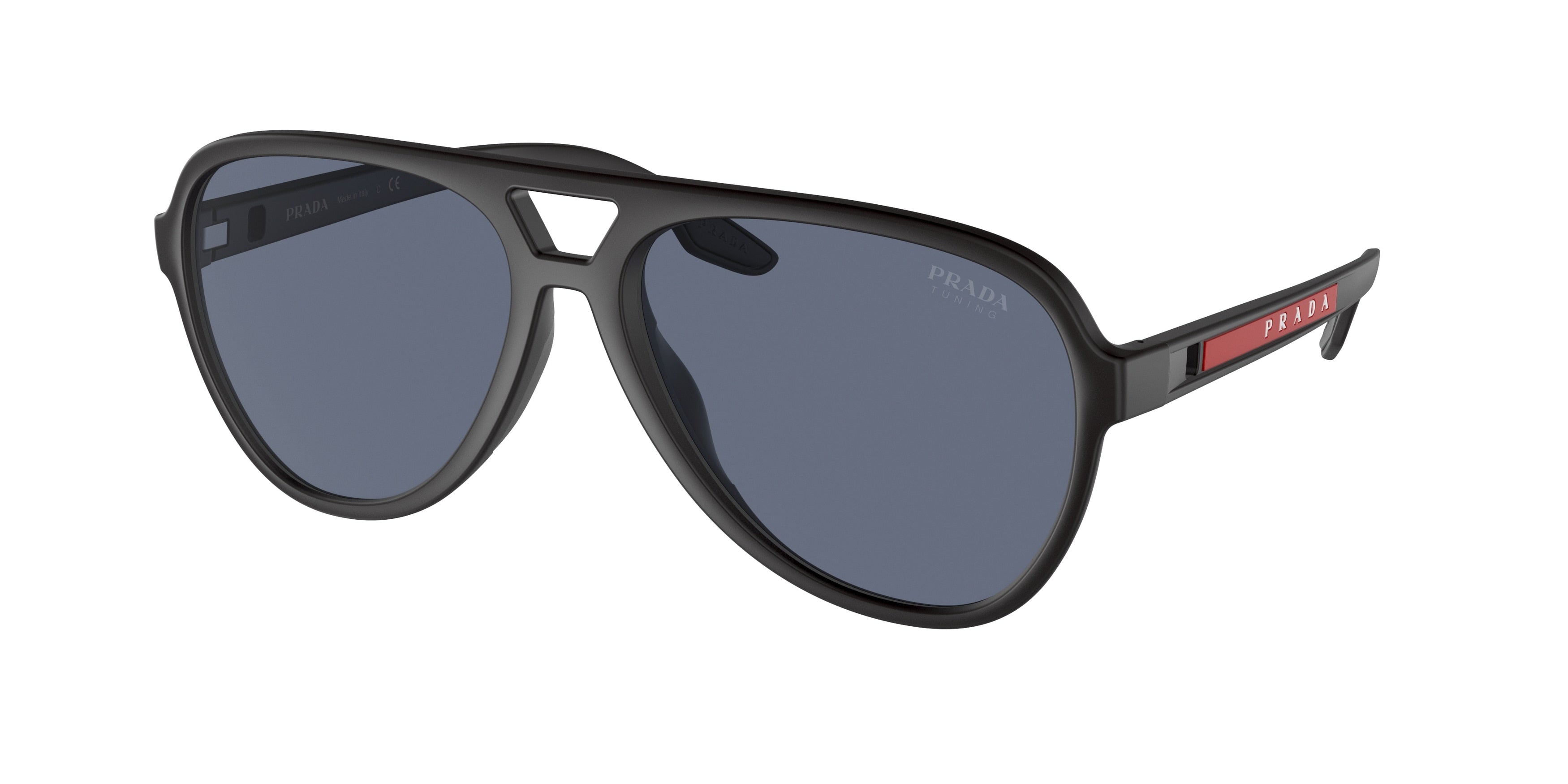 Prada Linea Rossa PS06WS Pilot Sunglasses DG009R-Black Rubber 59-140-16 - Color Map Black