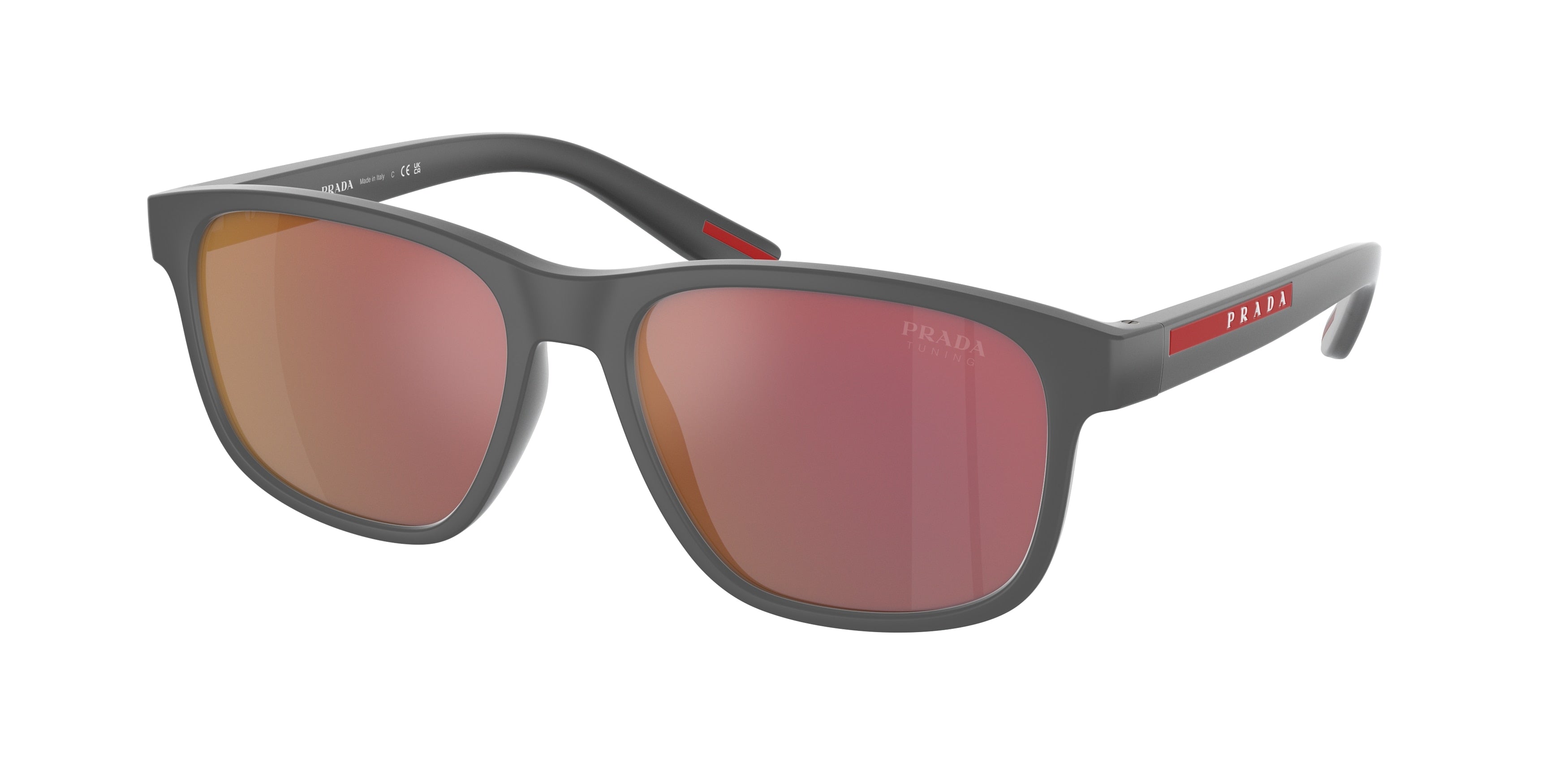Prada Linea Rossa PS06YS Pillow Sunglasses UFK10A-Grey Rubber 56-145-17 - Color Map Grey