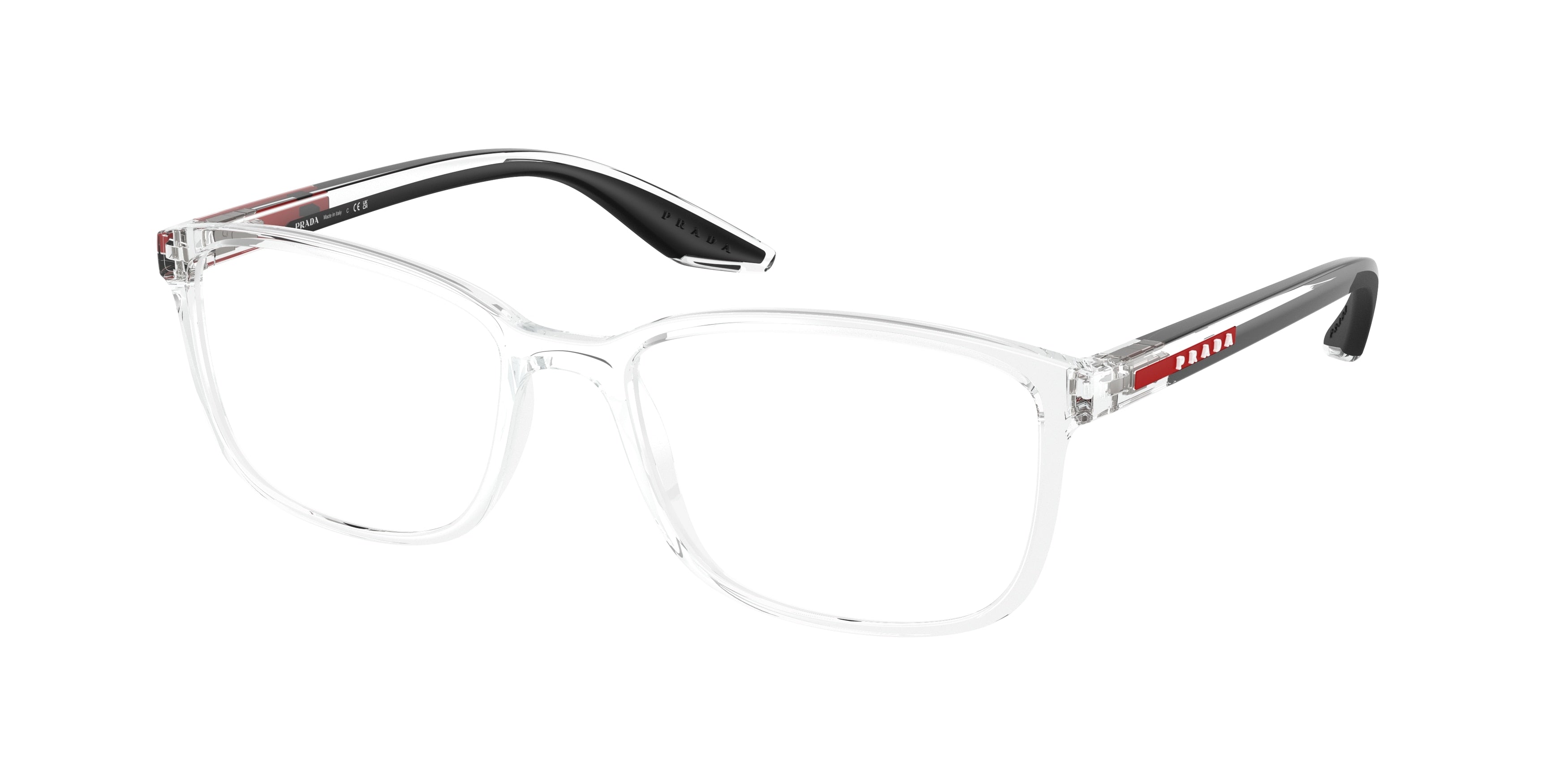 Prada Linea Rossa PS07RV Pillow Eyeglasses 2AZ1O1-Crystal 55-145-18 - Color Map Transparent