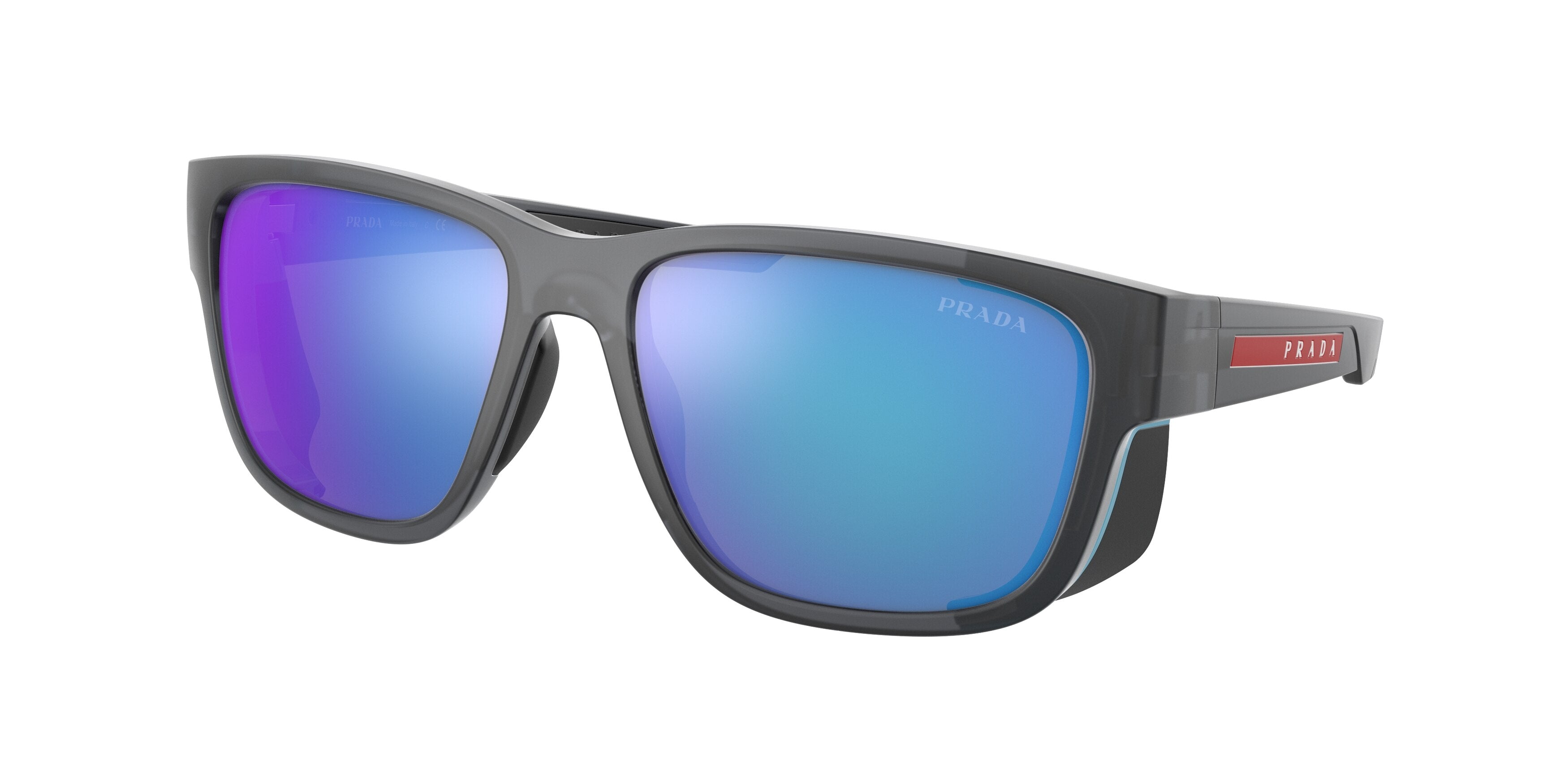 Prada Linea Rossa PS07WS Pillow Sunglasses 13C08R-Grey Rubber Transparent 59-130-17 - Color Map Grey
