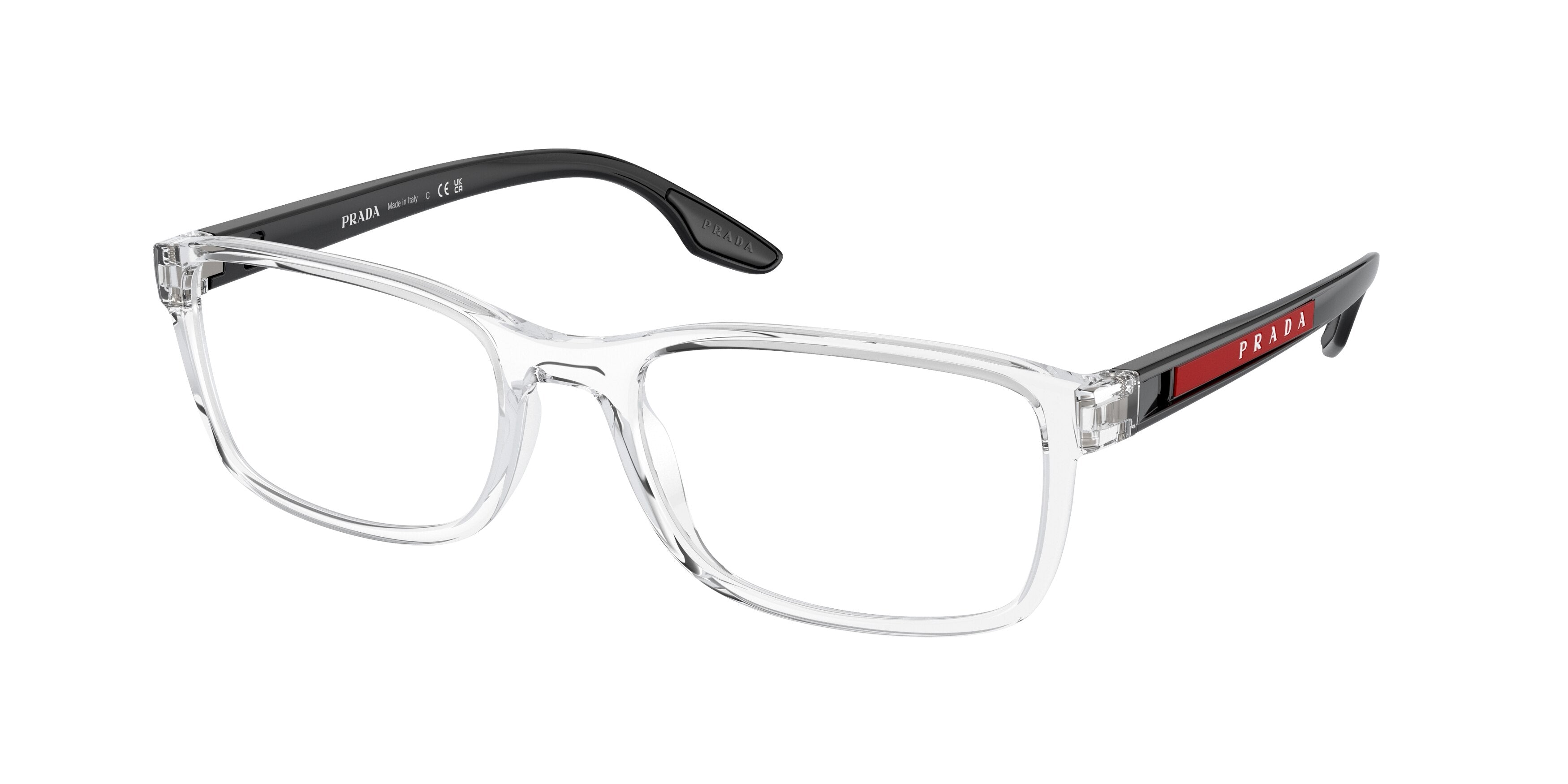 Prada Linea Rossa PS09OV Pillow Eyeglasses 2AZ1O1-Crystal 55-145-19 - Color Map Transparent