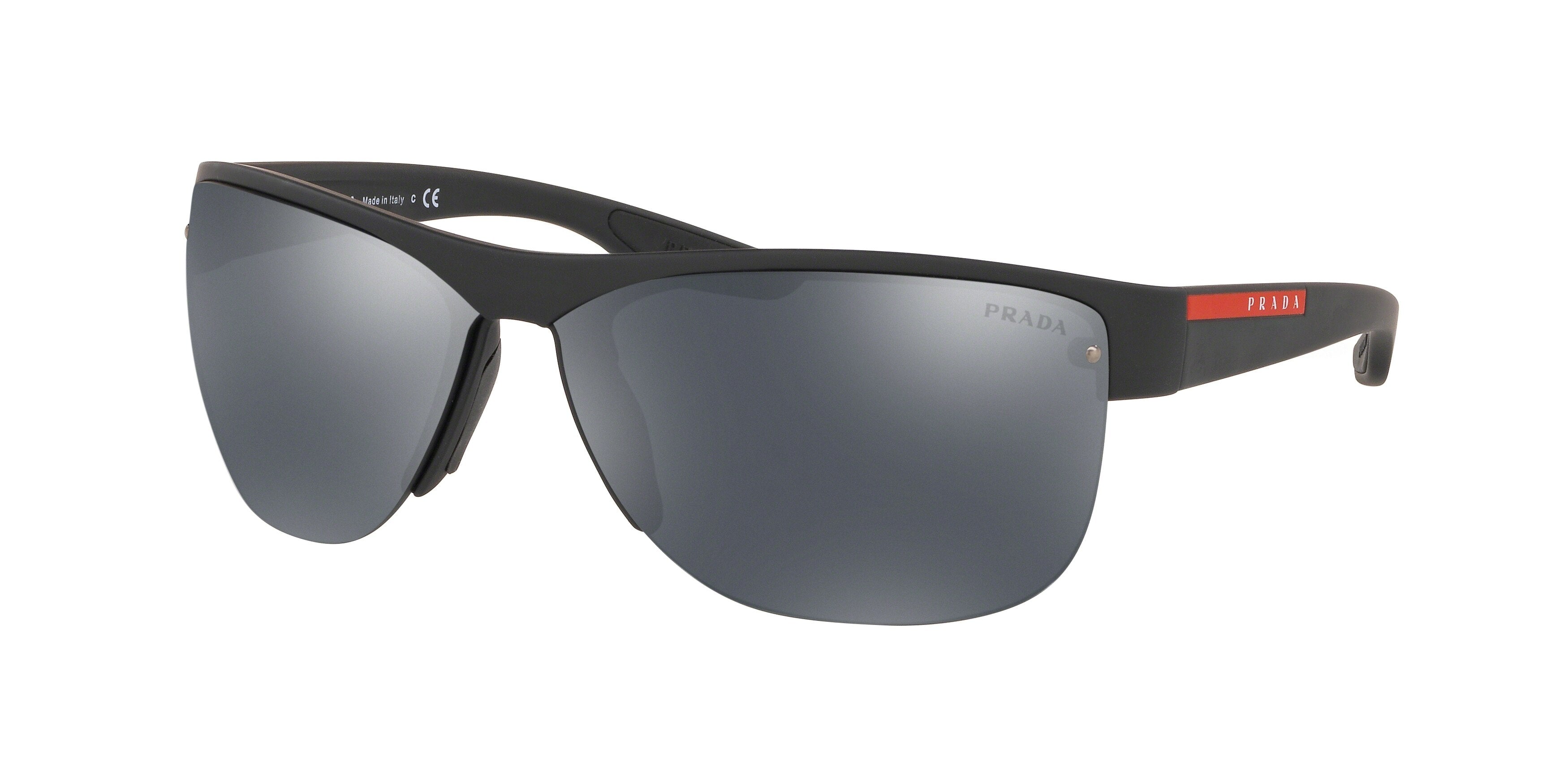 Prada Linea Rossa ACTIVE PS17US Pillow Sunglasses DG05L0-Black Rubber 69-130-10 - Color Map Black