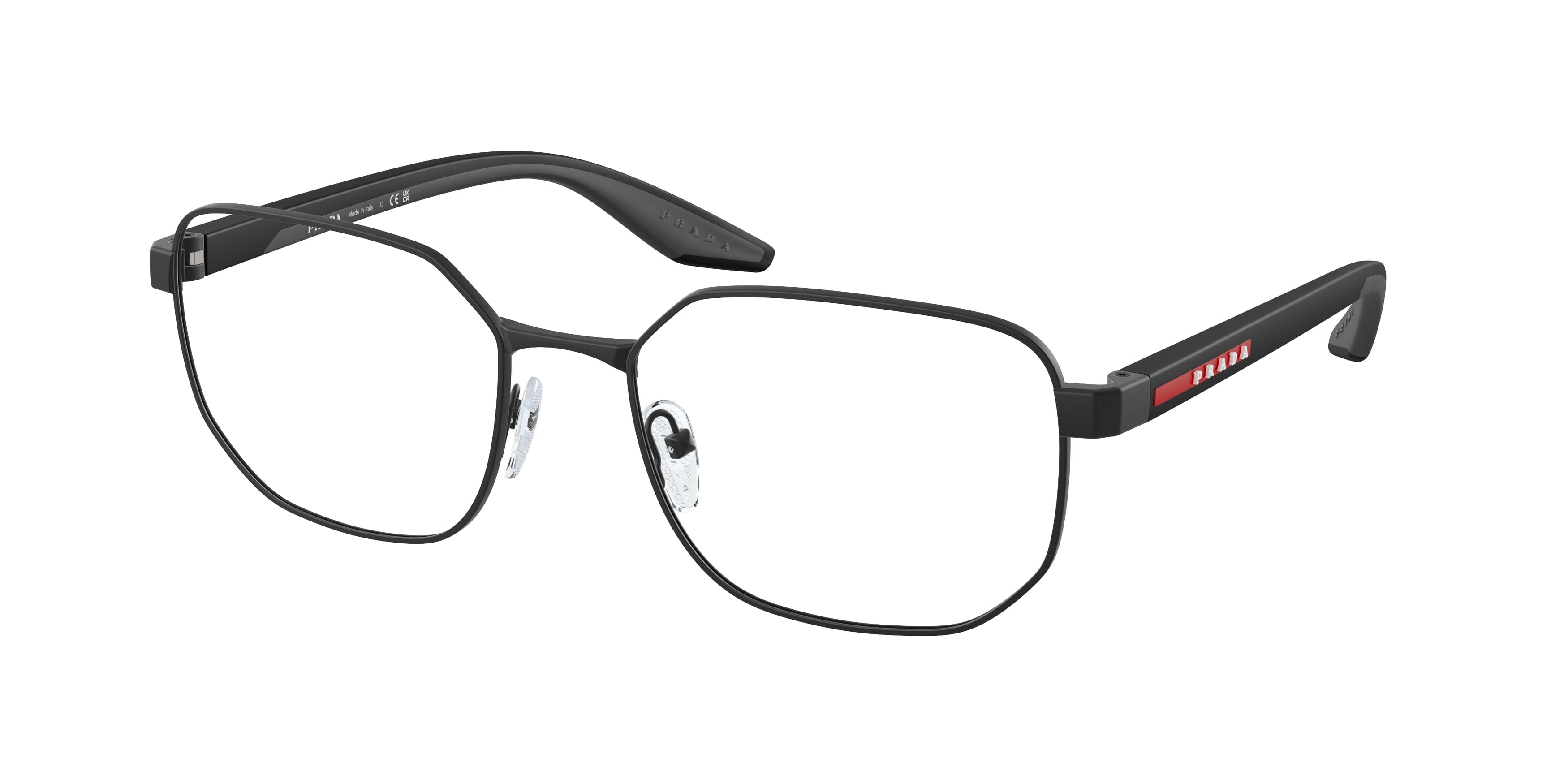 Prada Linea Rossa PS50QV Irregular Eyeglasses DG01O1-Black Rubber 57-145-19 - Color Map Black