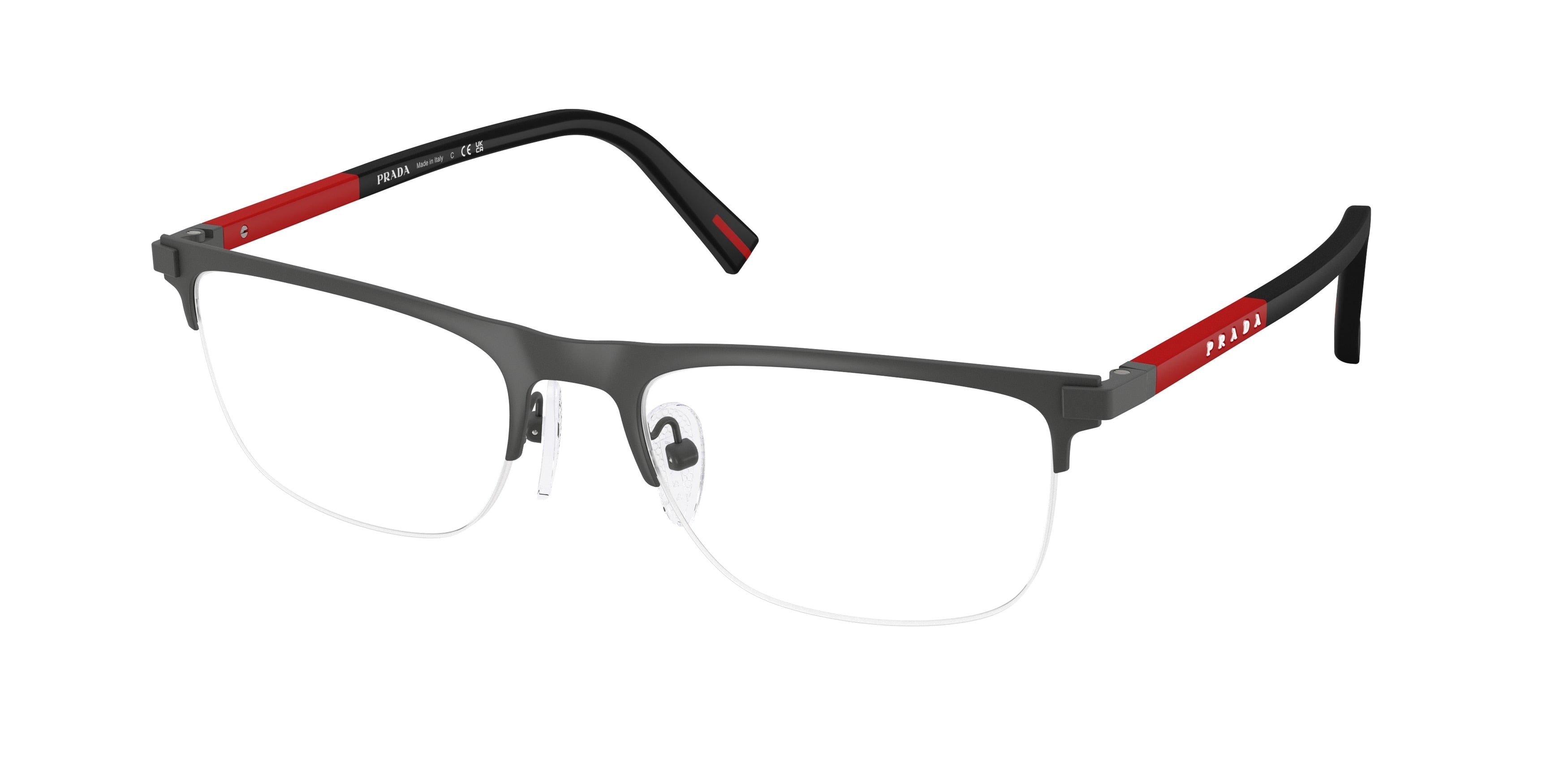 Prada Linea Rossa PS50RV Pillow Eyeglasses 06P1O1-Grey Rubber 55-145-19 - Color Map Grey