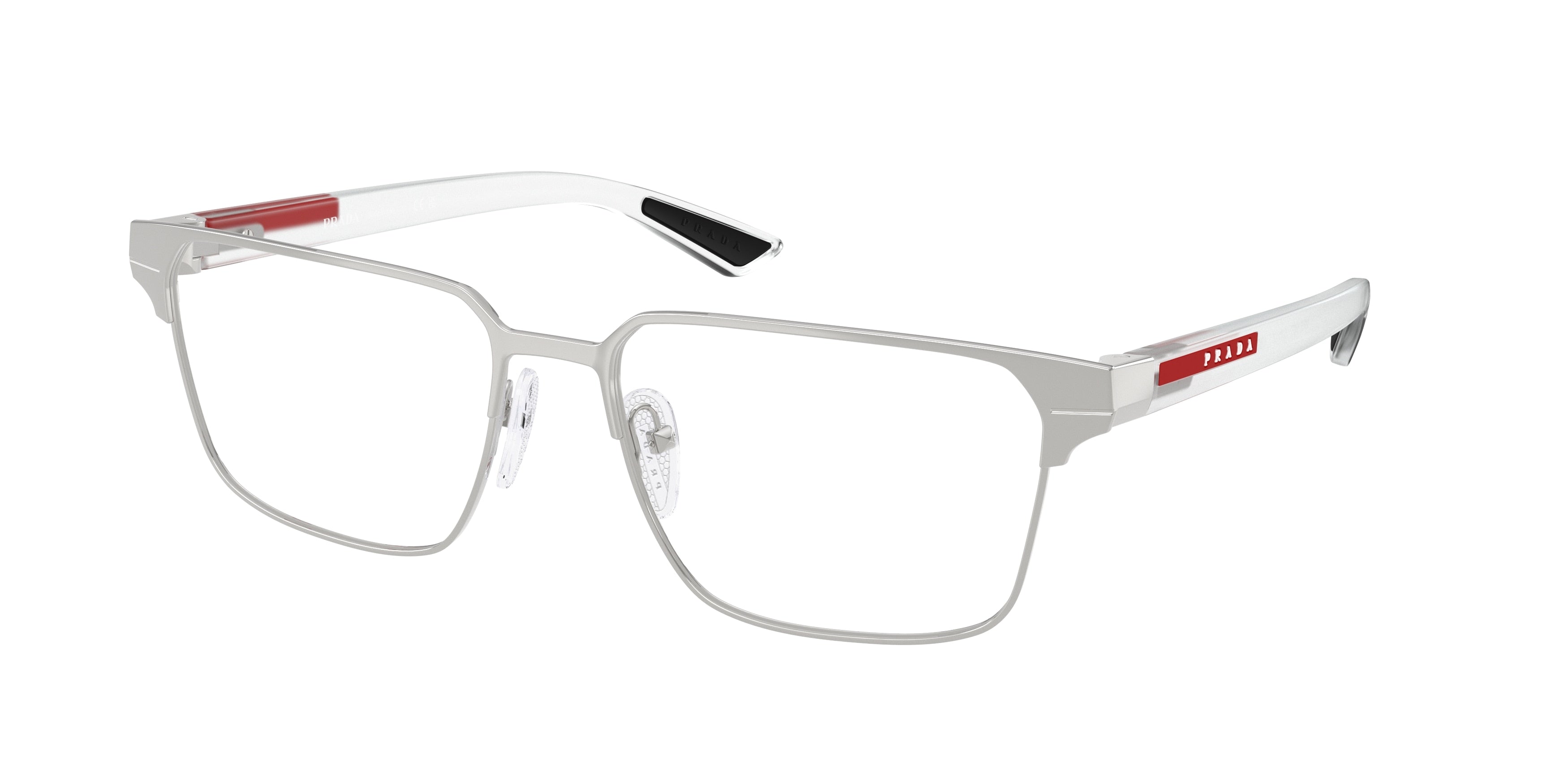 Prada Linea Rossa PS50TV Square Eyeglasses 1BC1O1-Silver 57-145-17 - Color Map Silver