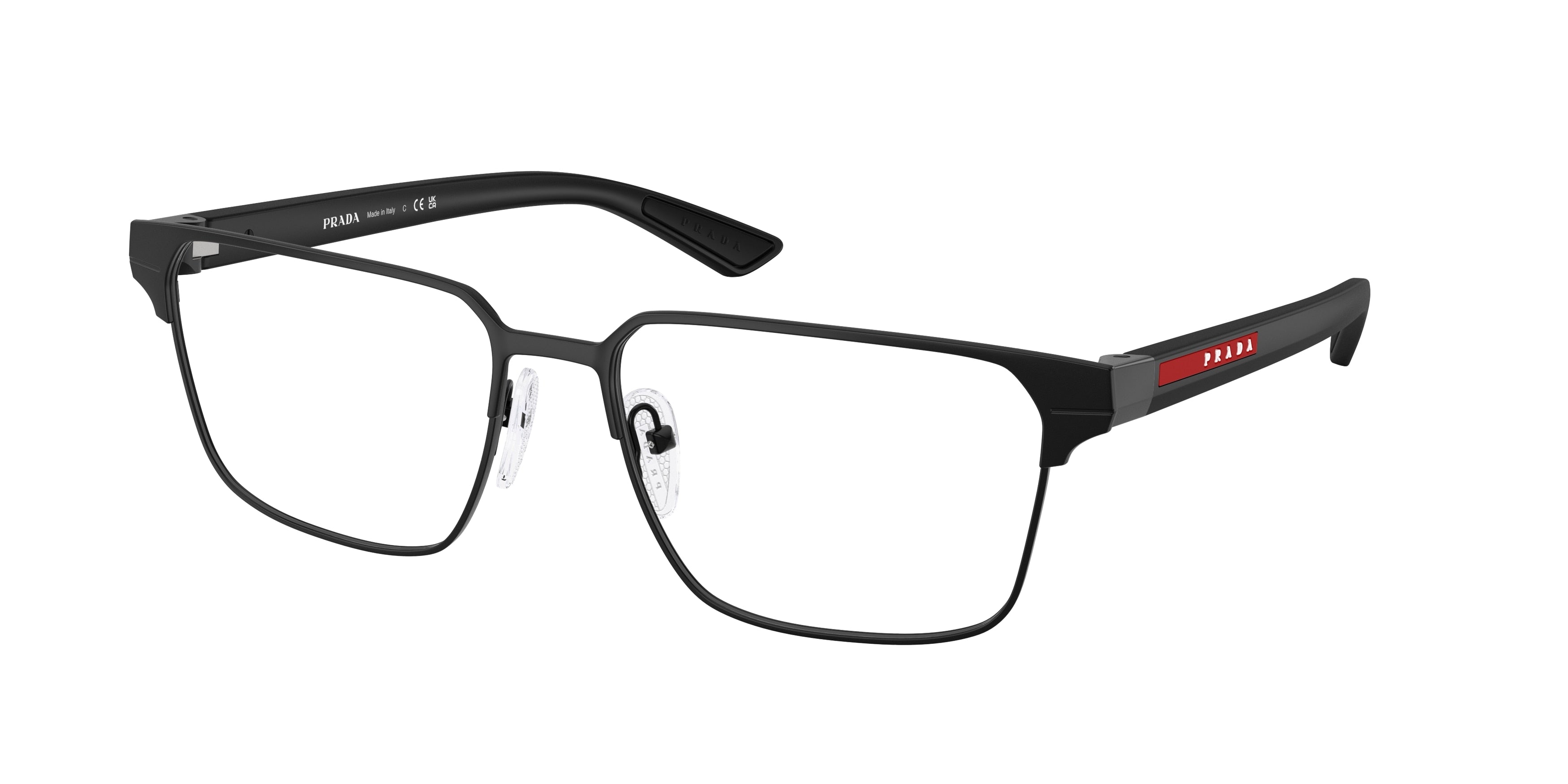 Prada Linea Rossa PS50TV Square Eyeglasses 1BO1O1-Matte Black 57-145-17 - Color Map Black