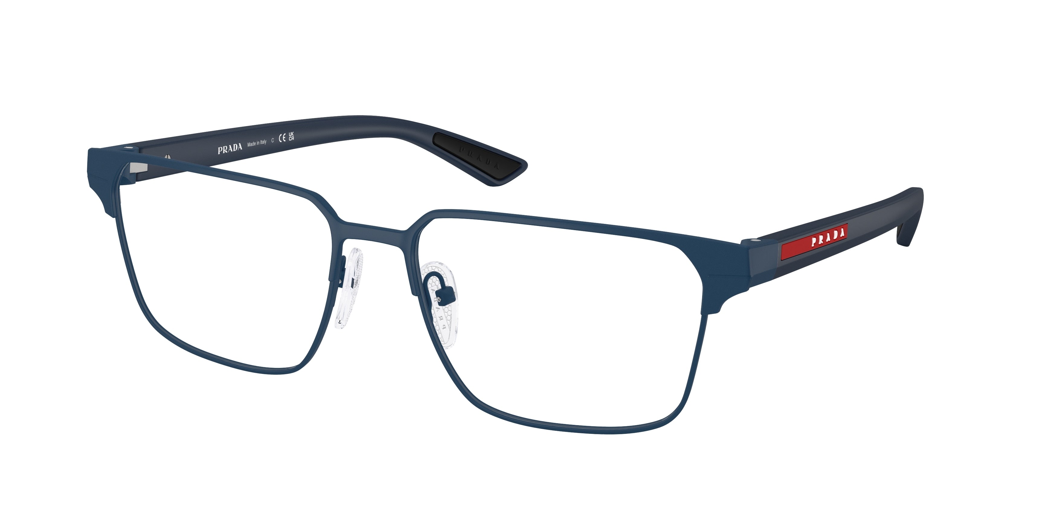 Prada Linea Rossa PS50TV Square Eyeglasses TFY1O1-Blue Rubber 57-145-17 - Color Map Blue