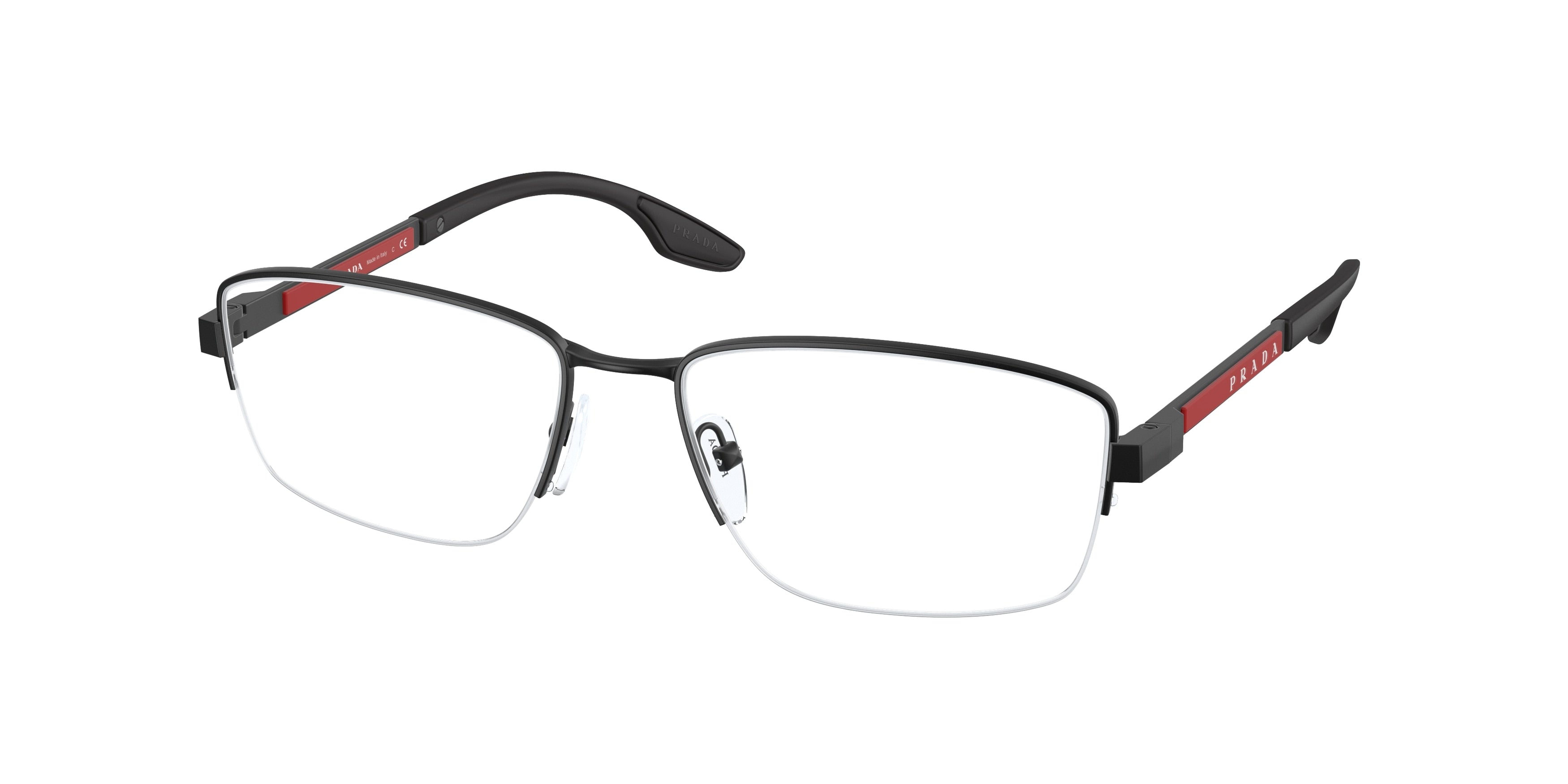 Prada Linea Rossa PS51OV Pillow Eyeglasses DG01O1-Black Rubber 56-140-17 - Color Map Black