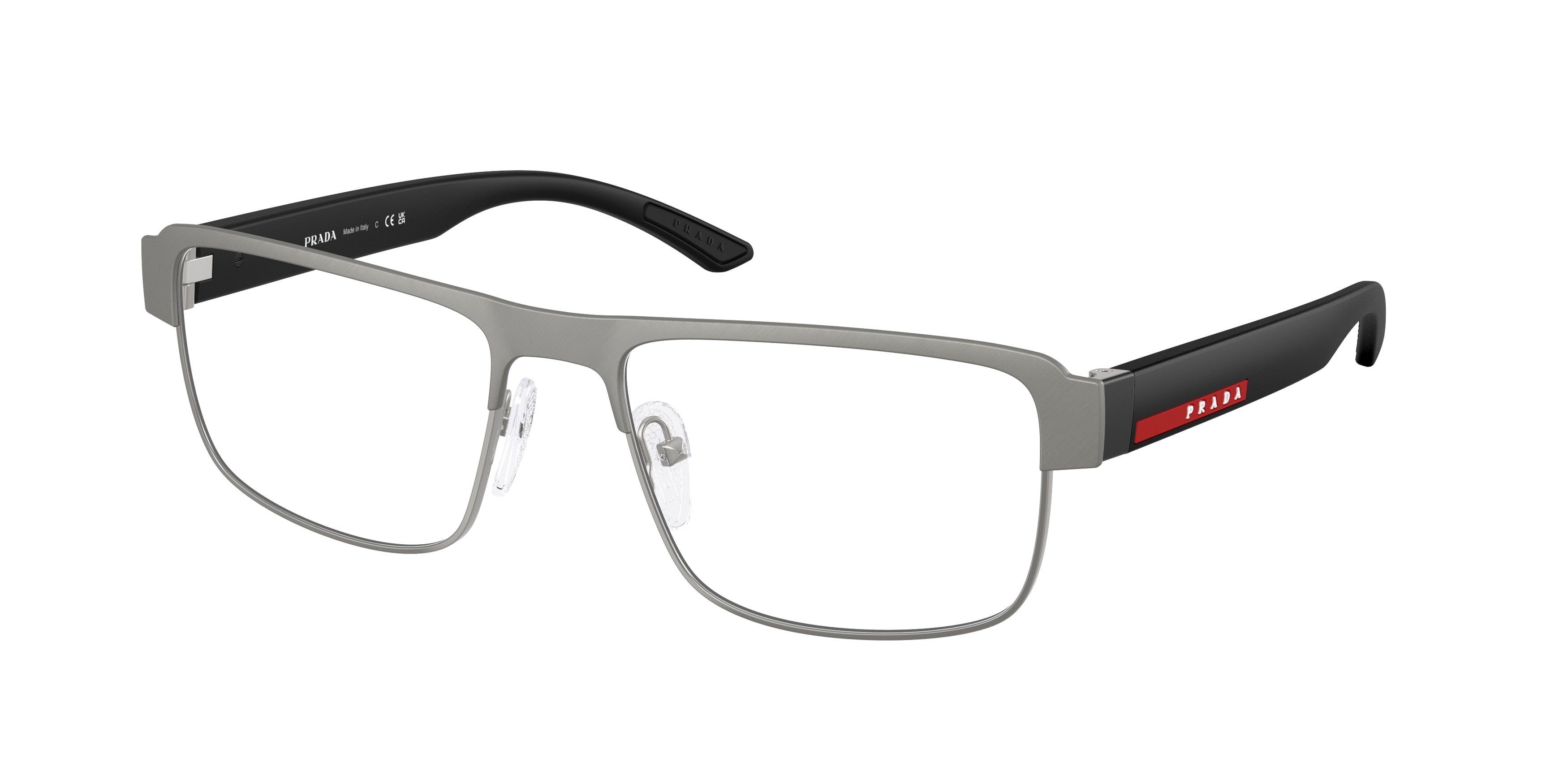 Prada Linea Rossa PS51RV Rectangle Eyeglasses DHG1O1-Matte Brushed Lead 56-145-18 - Color Map Grey