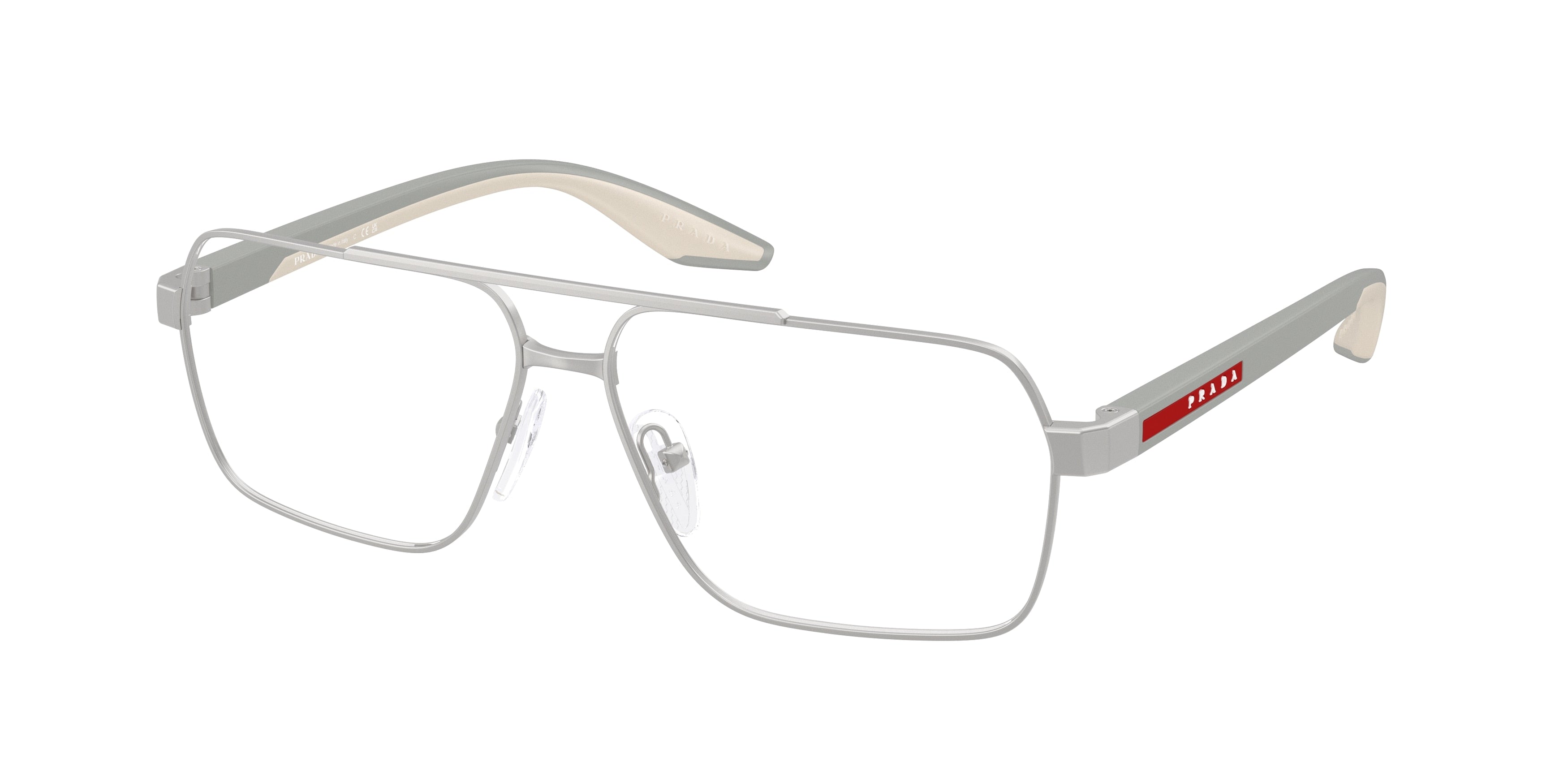 Prada Linea Rossa PS51TV Rectangle Eyeglasses 18X1O1-Matte Champagne 59-145-13 - Color Map Brown