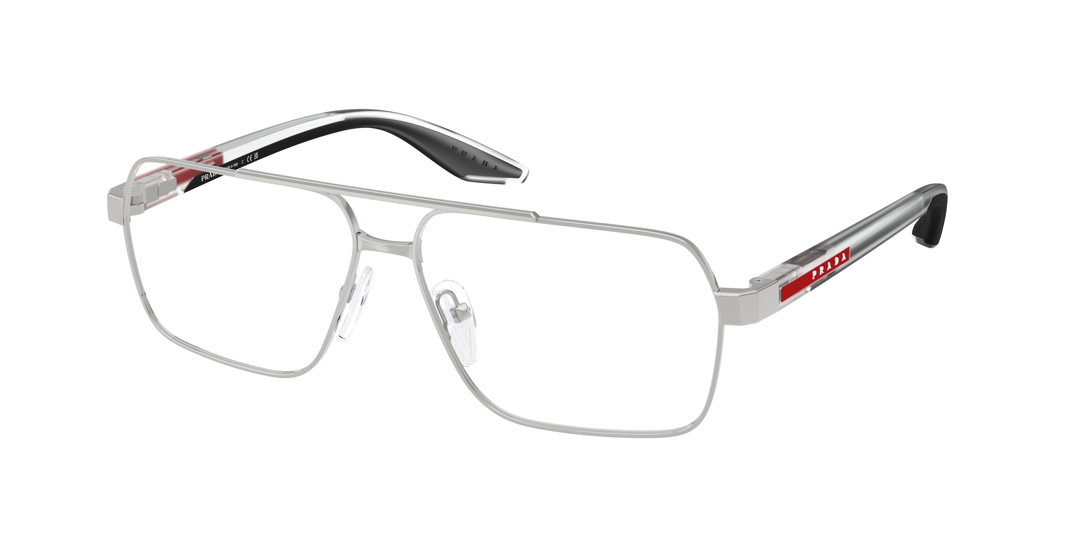 Prada Linea Rossa PS51TV Rectangle Eyeglasses 1BC1O1-Silver 59-145-13 - Color Map Silver