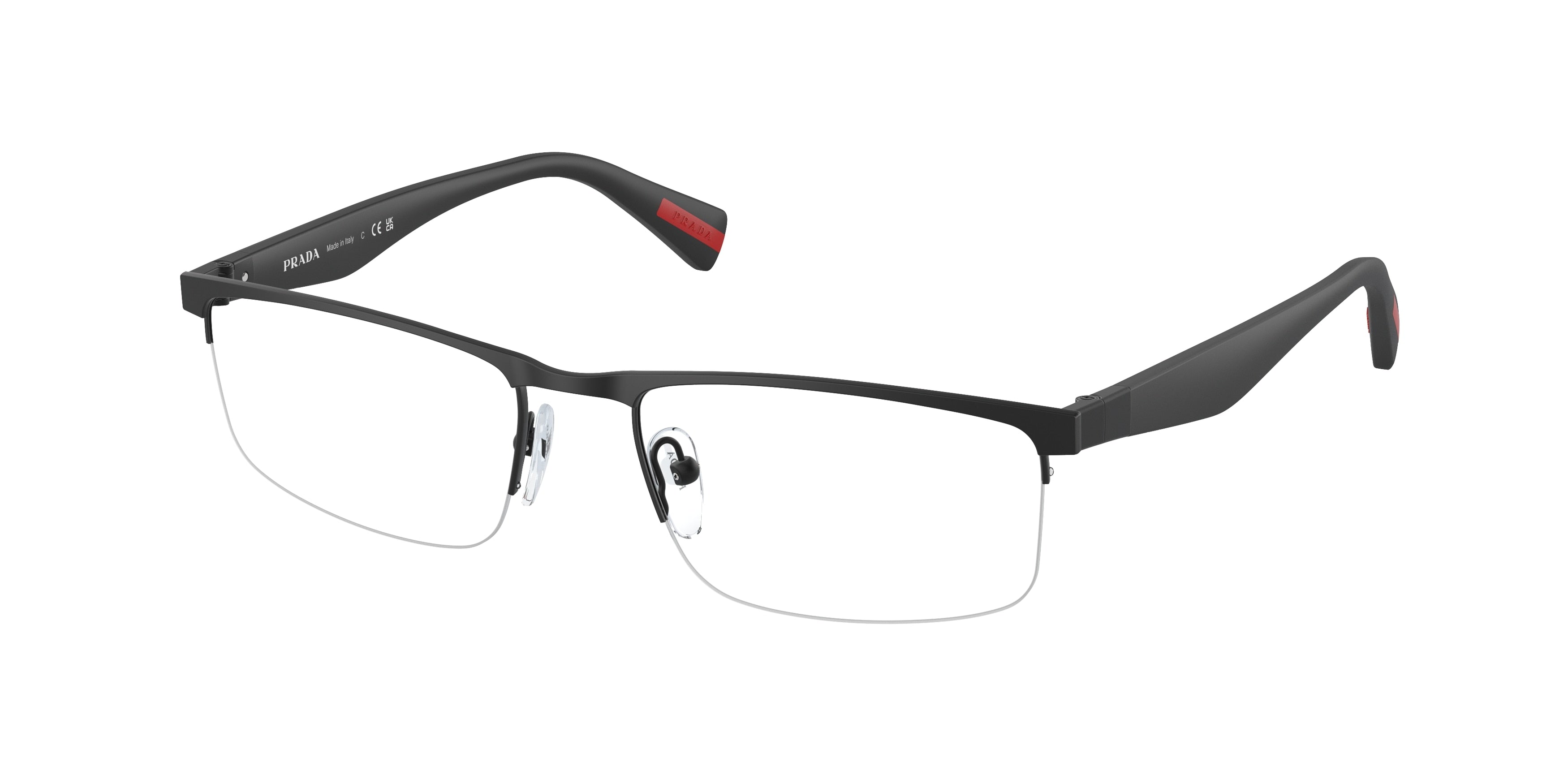 Prada Linea Rossa ACTIVE PS52FV Rectangle Eyeglasses DG01O1-Rubber Black 54-140-18 - Color Map Black
