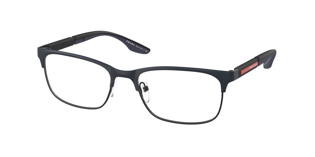 Prada Linea Rossa PS52NV Pillow Eyeglasses 07P1O1-Blue Rubber/Black Rubber 55-145-18 - Color Map Blue