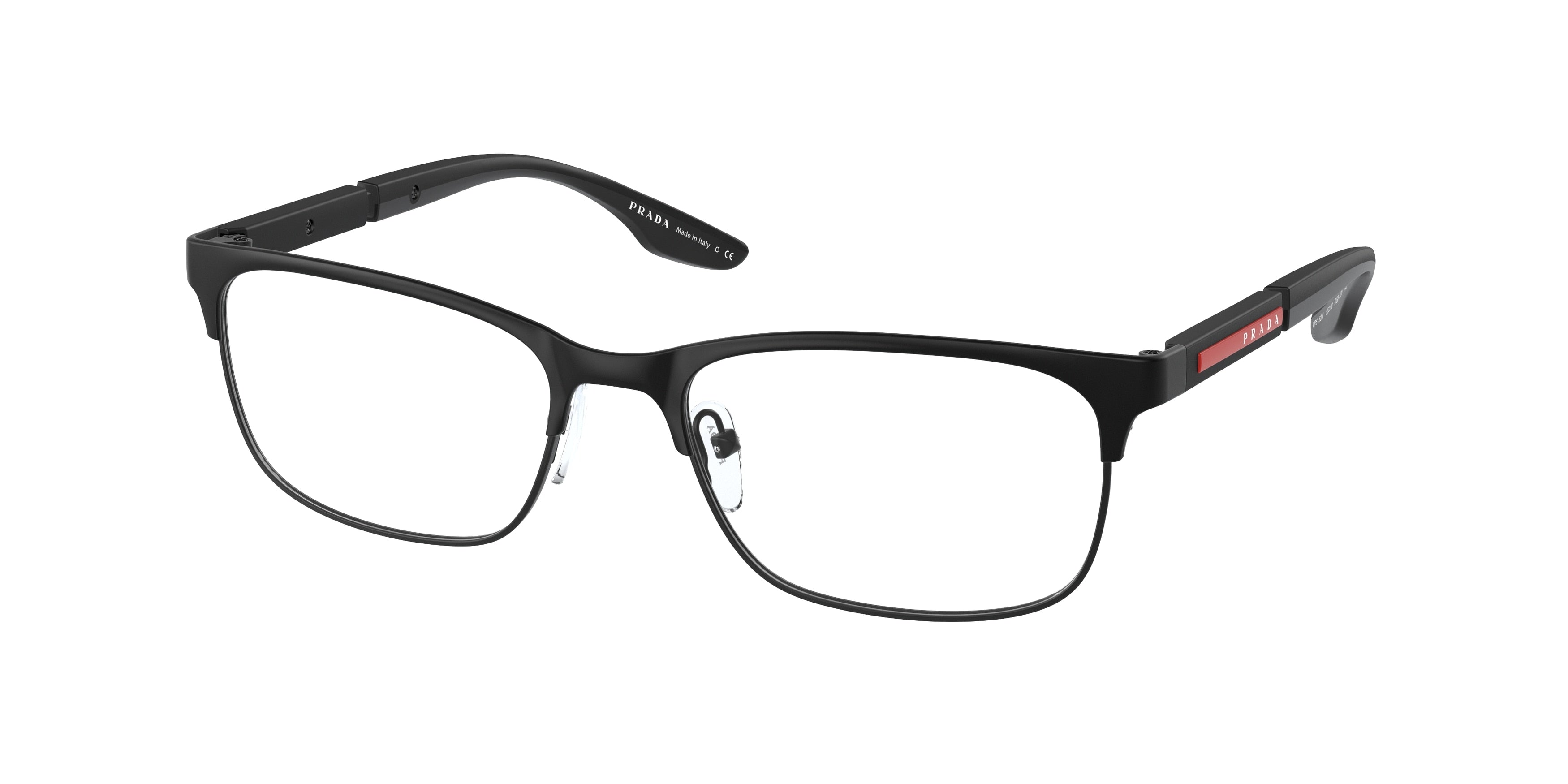 Prada Linea Rossa PS52NV Pillow Eyeglasses DG01O1-Black Rubber 55-145-18 - Color Map Black