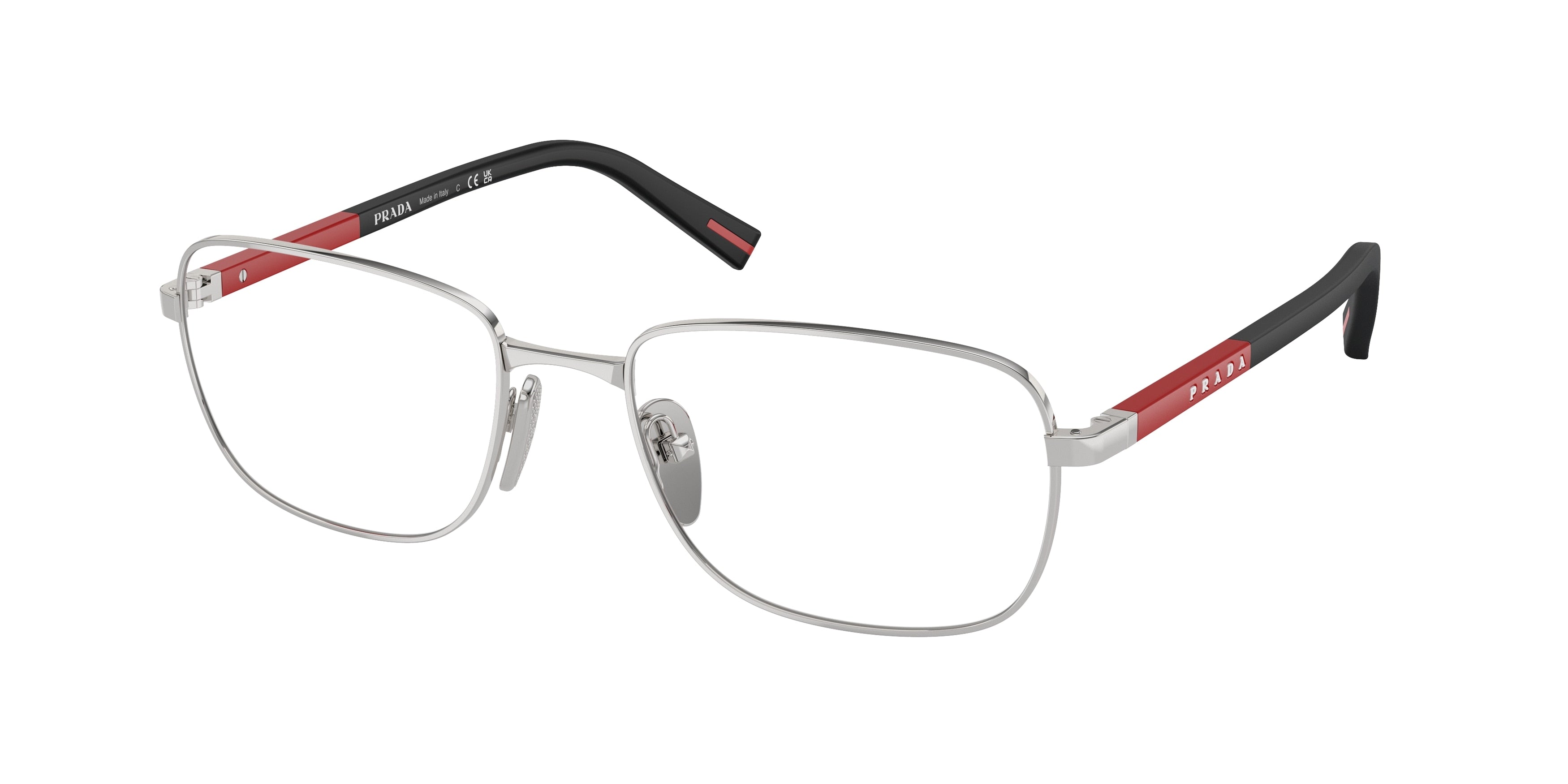 Prada Linea Rossa PS52QV Pillow Eyeglasses 1BC1O1-Silver 56-145-19 - Color Map Silver