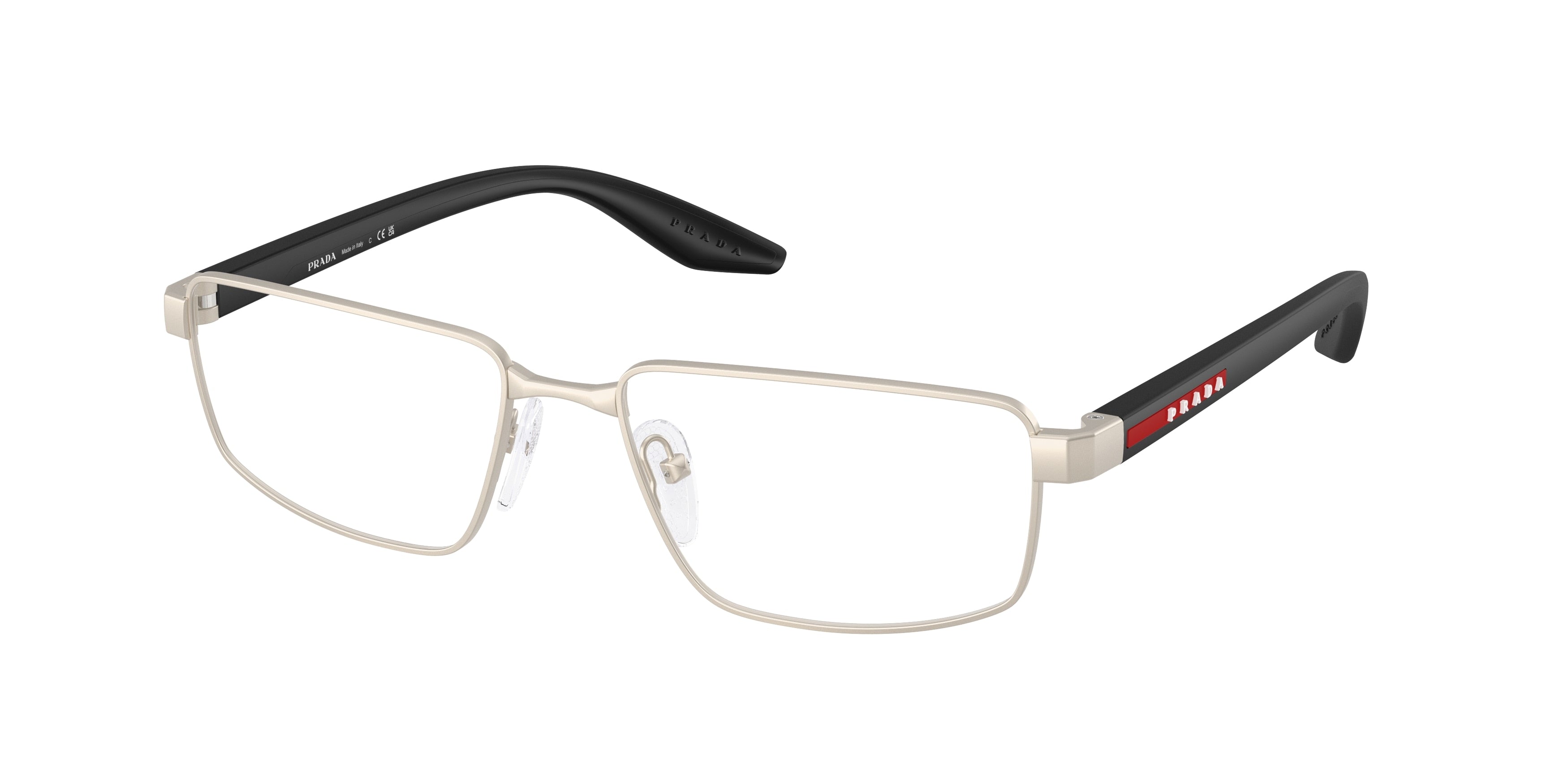 Prada Linea Rossa PS52RV Rectangle Eyeglasses 18X1O1-Matte Champagne 55-145-17 - Color Map Brown