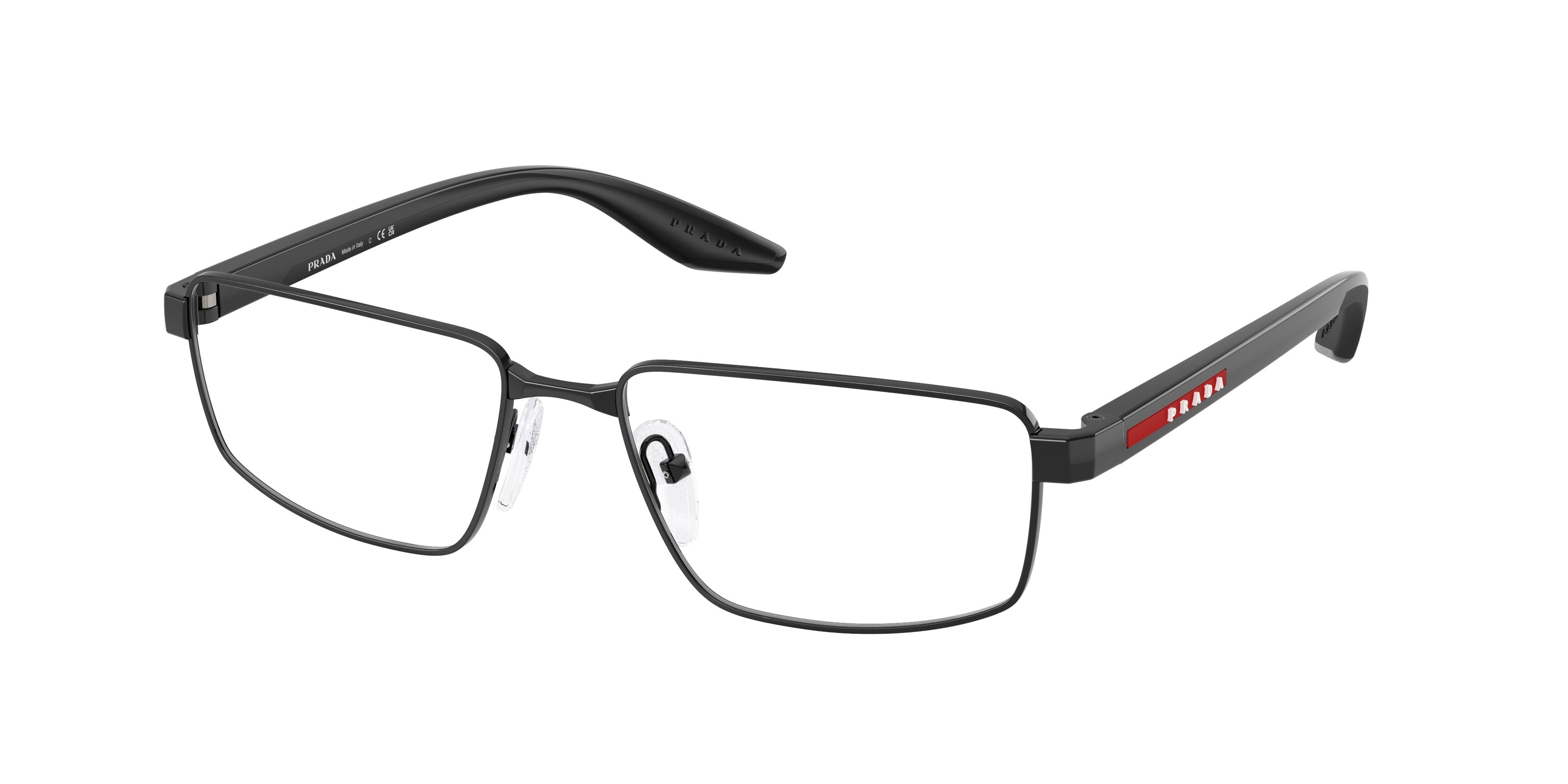 Prada Linea Rossa PS52RV Rectangle Eyeglasses  1AB1O1-Black 57-145-17 - Color Map Black