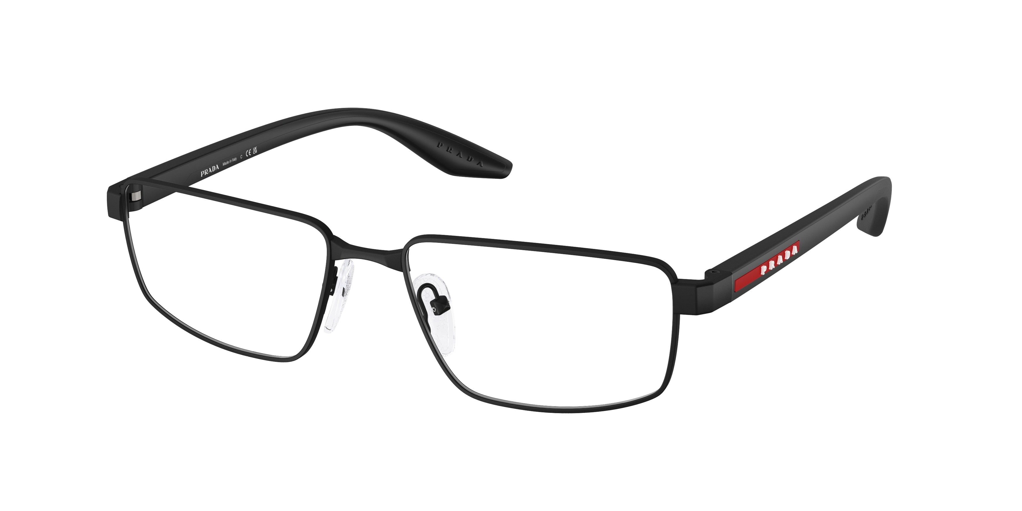 Prada Linea Rossa PS52RV Rectangle Eyeglasses  DG01O1-Black Rubber 57-145-17 - Color Map Black