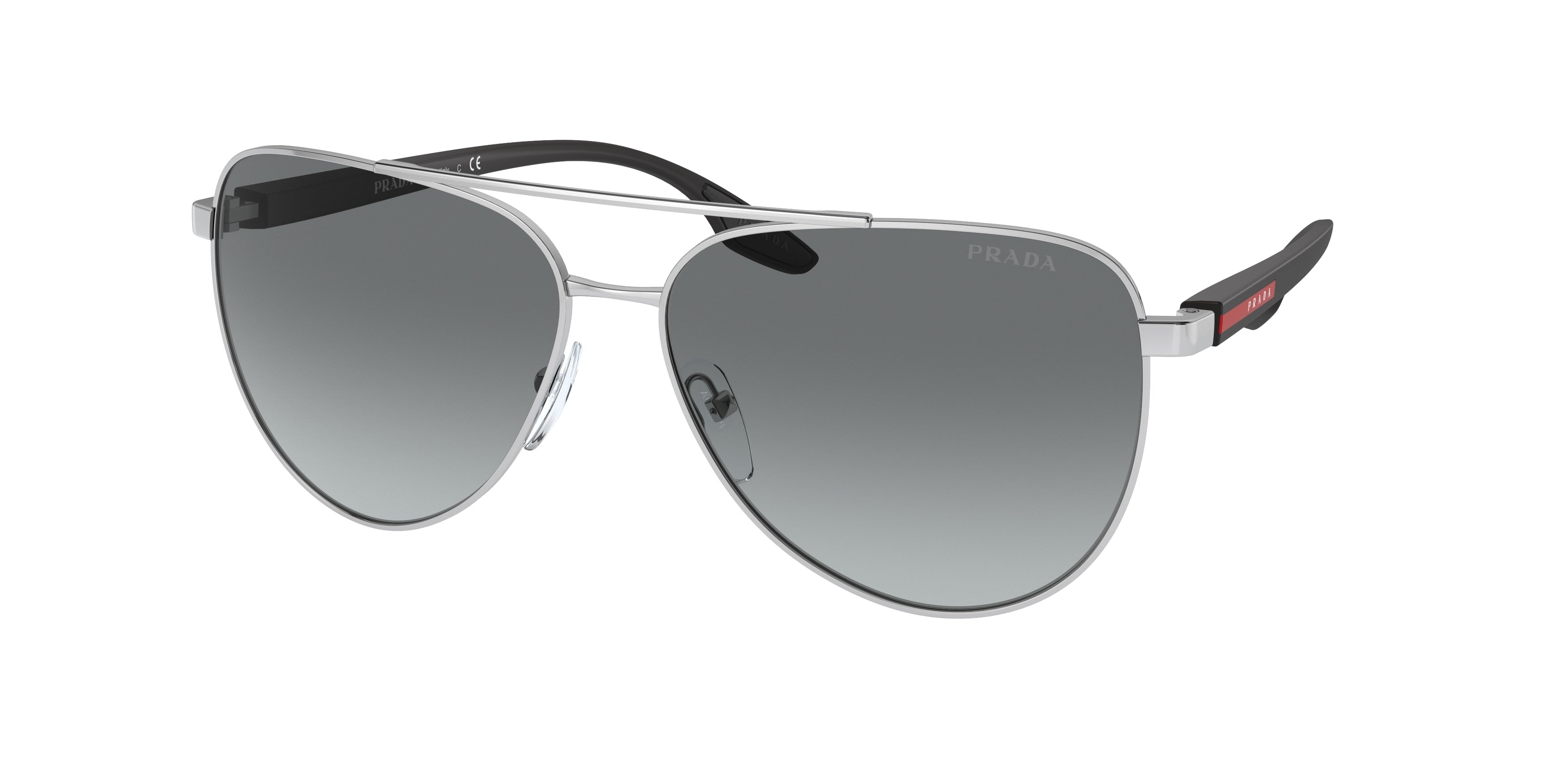 Prada Linea Rossa PS52WS Pilot Sunglasses 1BC08O-Silver 61-145-14 - Color Map Silver
