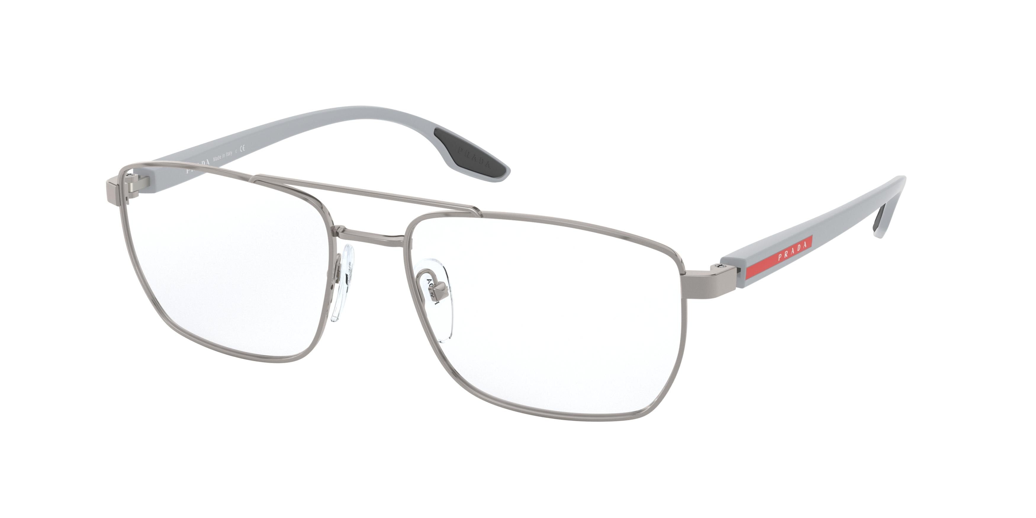 Prada Linea Rossa PS53MV Irregular Eyeglasses 5AV1O1-Gunmetal 55-145-17 - Color Map Grey