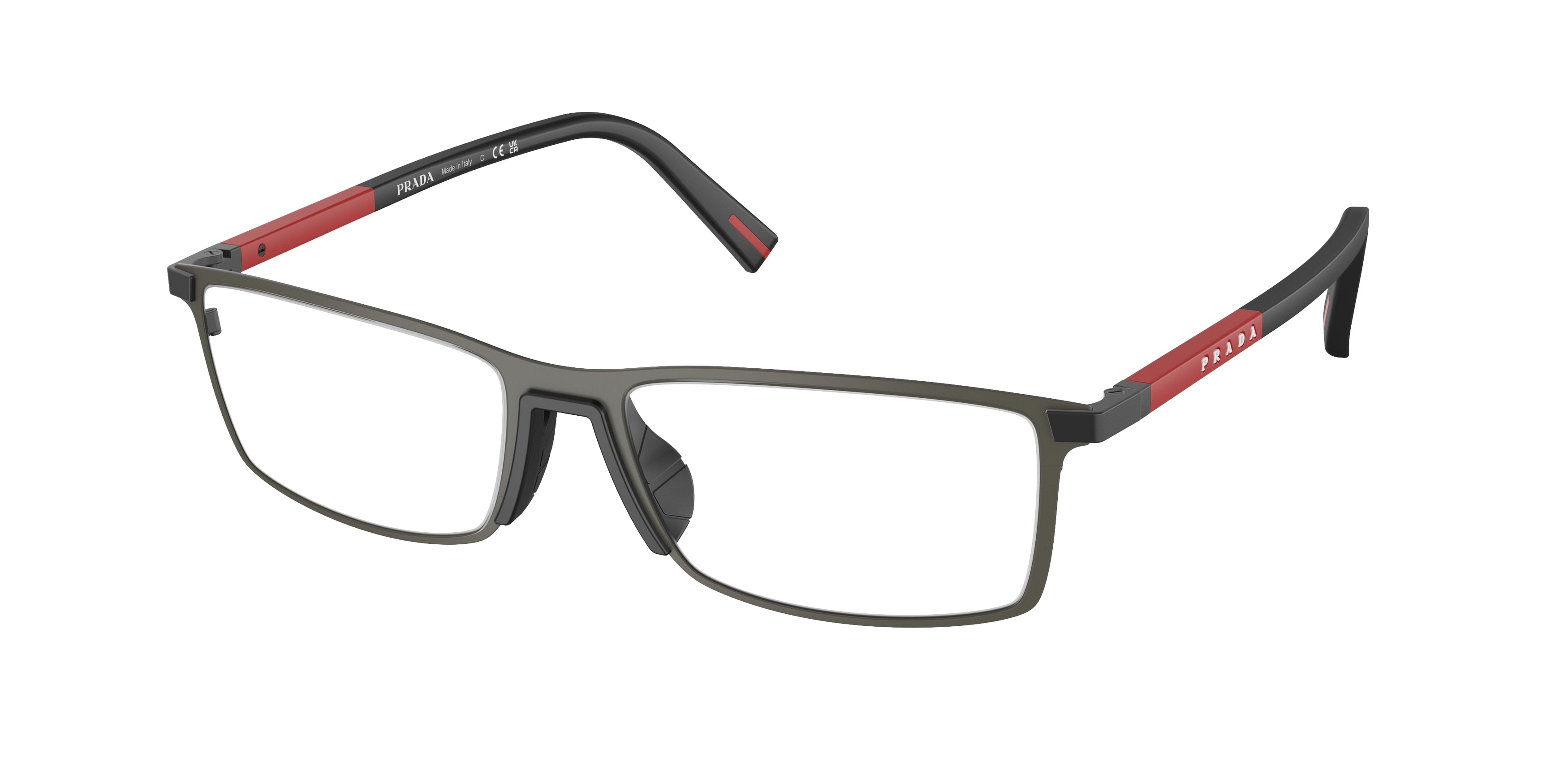 Prada Linea Rossa PS53QV Rectangle Eyeglasses 06P1O1- 55-145-17 - Color Map Grey