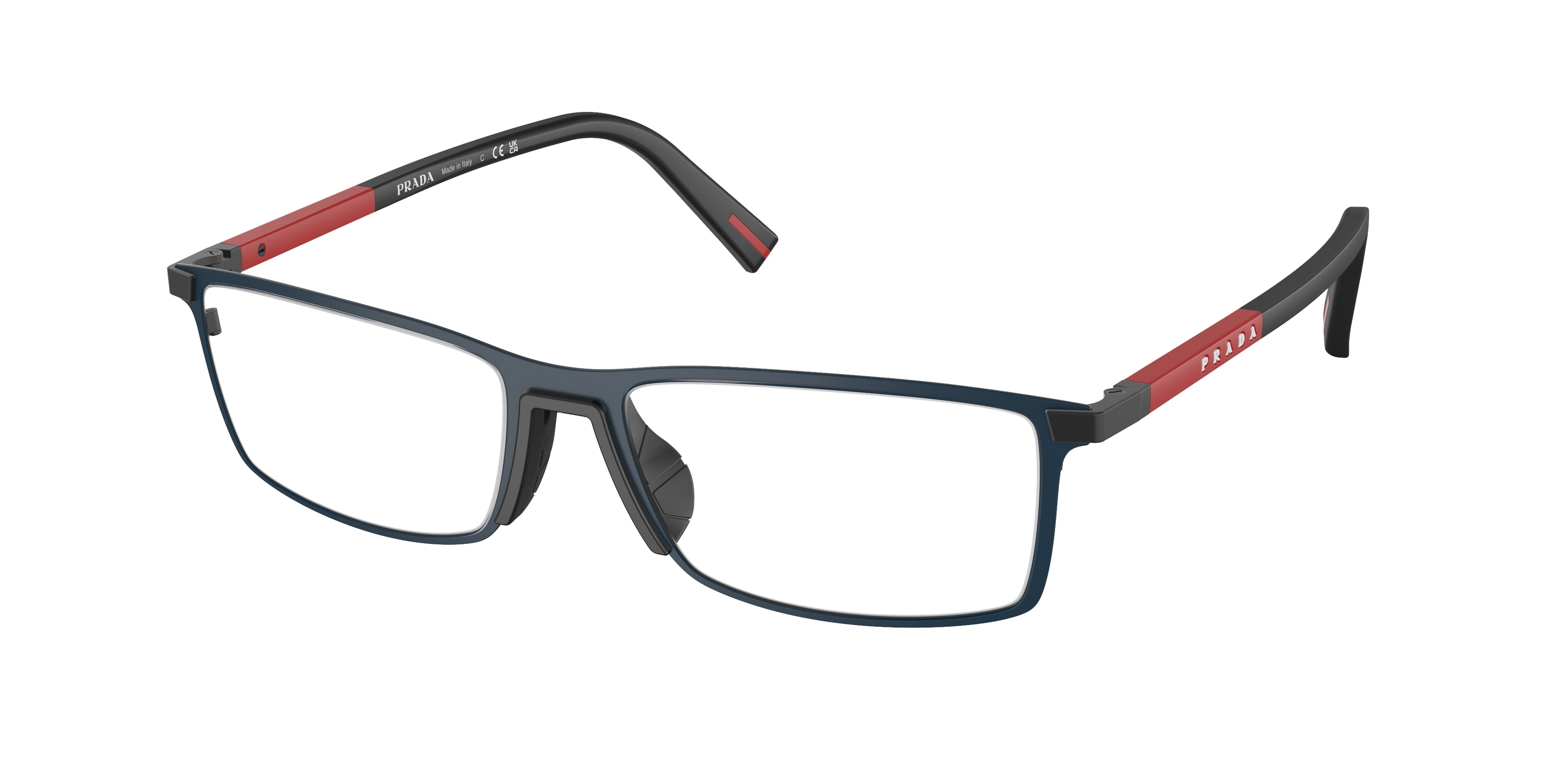 Prada Linea Rossa PS53QV Rectangle Eyeglasses TFY1O1- 55-145-17 - Color Map Blue