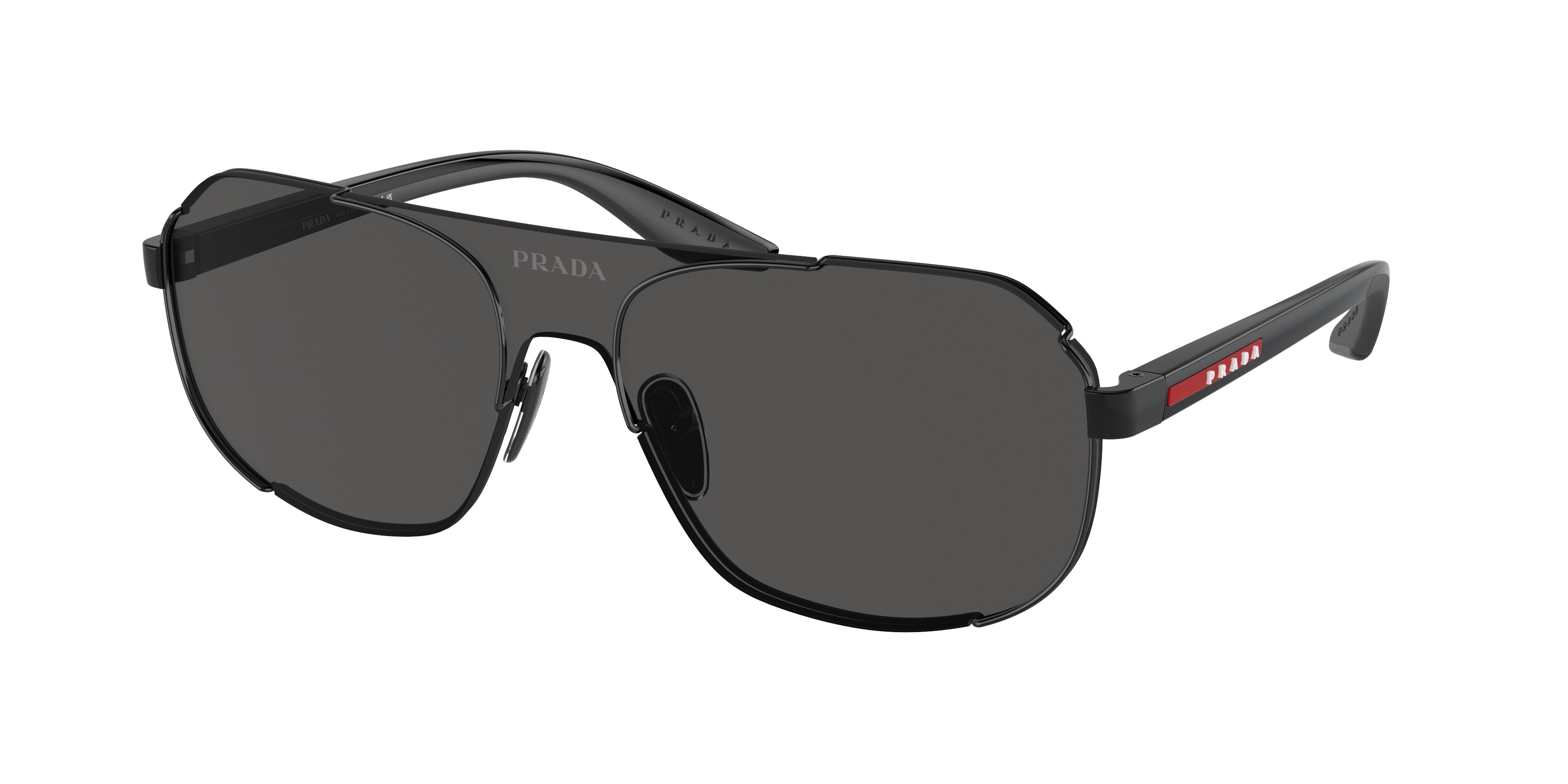 Prada Linea Rossa PS53YS Rectangle Sunglasses 1AB06F-Black 0-145-140 - Color Map Black