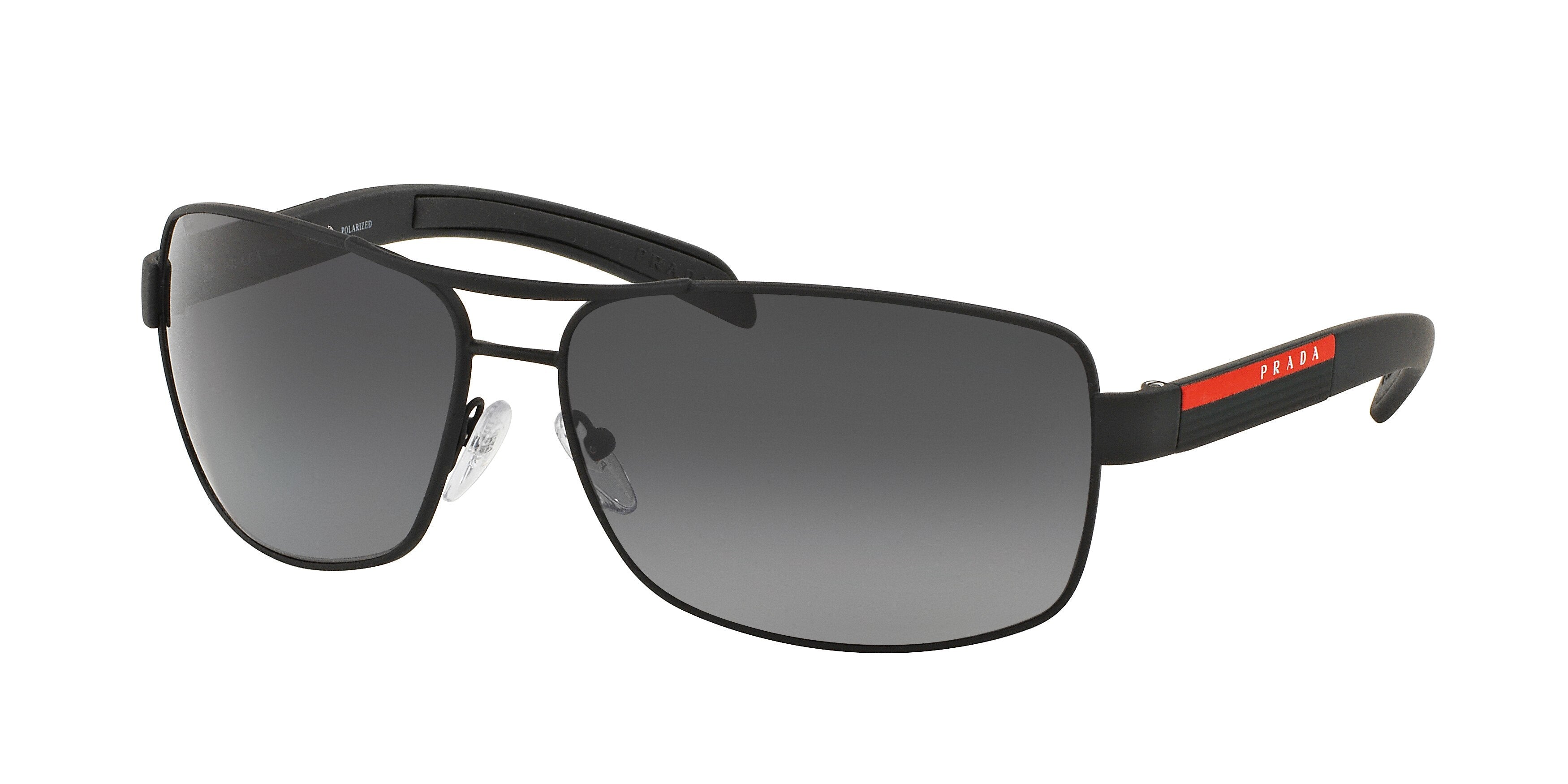 Prada Linea Rossa PS54IS Rectangle Sunglasses DG05W1-Black Rubber 65-125-14 - Color Map Black