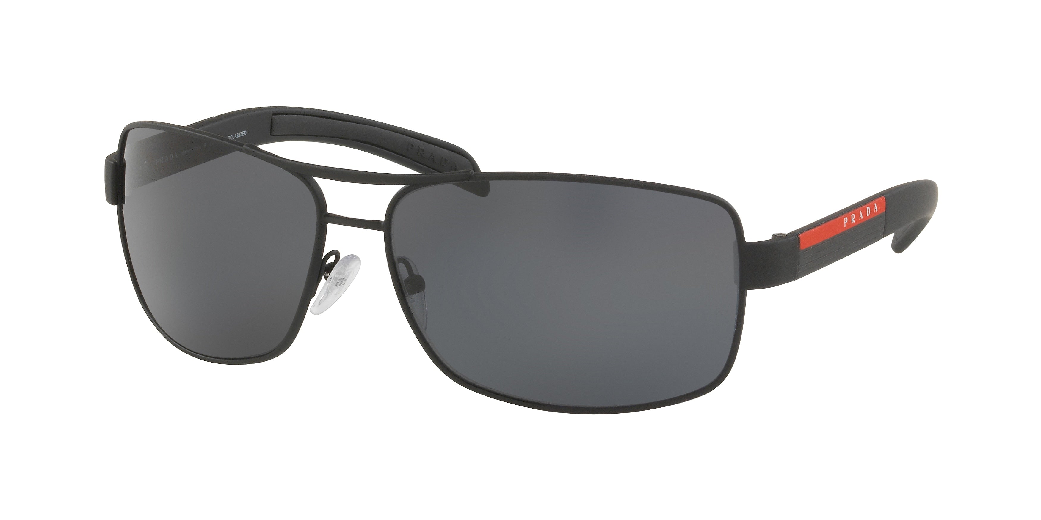 Prada Linea Rossa PS54IS Rectangle Sunglasses DG05Z1-Black Rubber 65-125-14 - Color Map Black