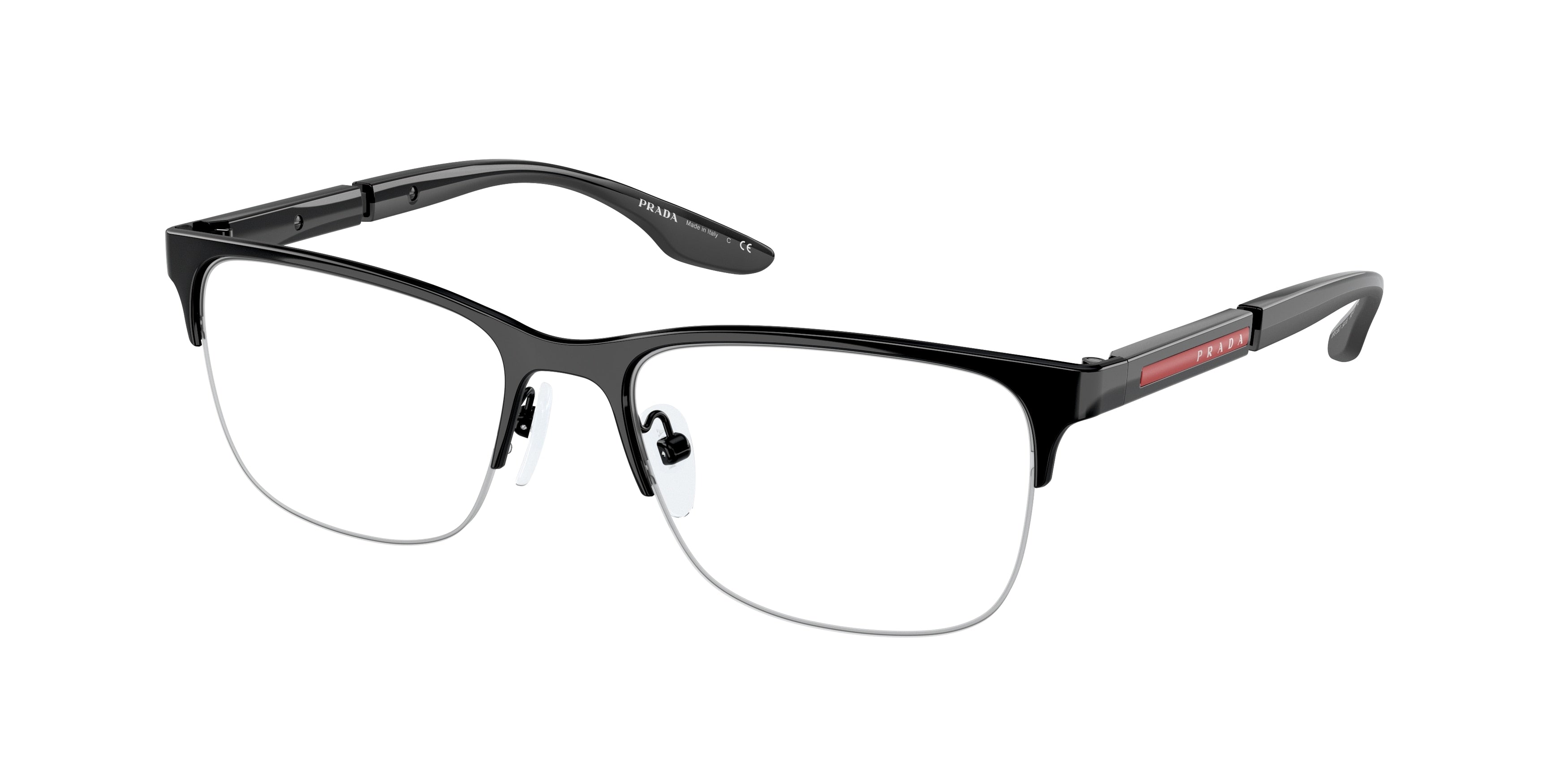 Prada Linea Rossa PS55OV Pillow Eyeglasses 1AB1O1-Black 52-145-18 - Color Map Black