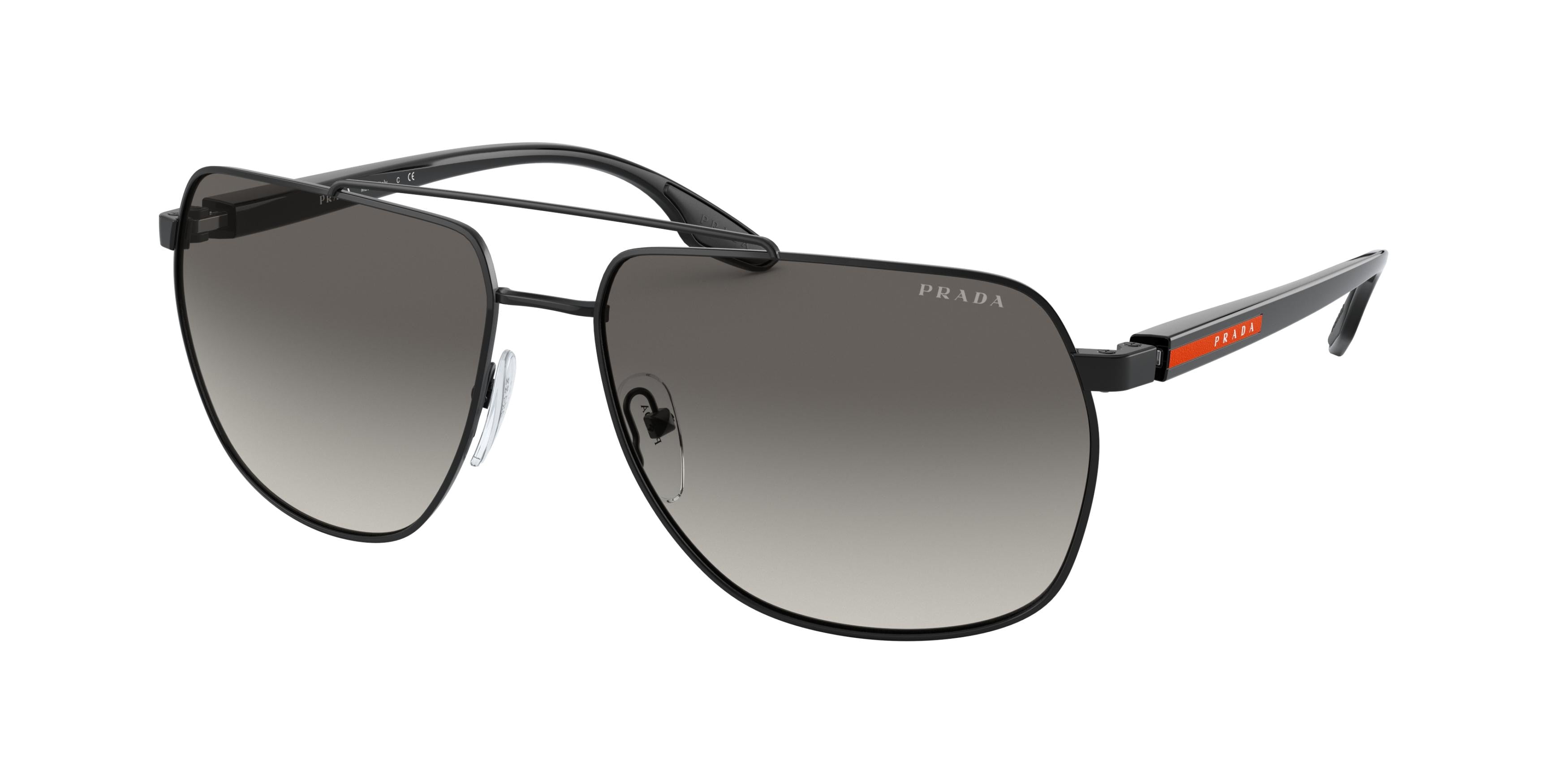 Prada Linea Rossa PS55VS Irregular Sunglasses 1AB3M1-Black 62-145-16 - Color Map Black