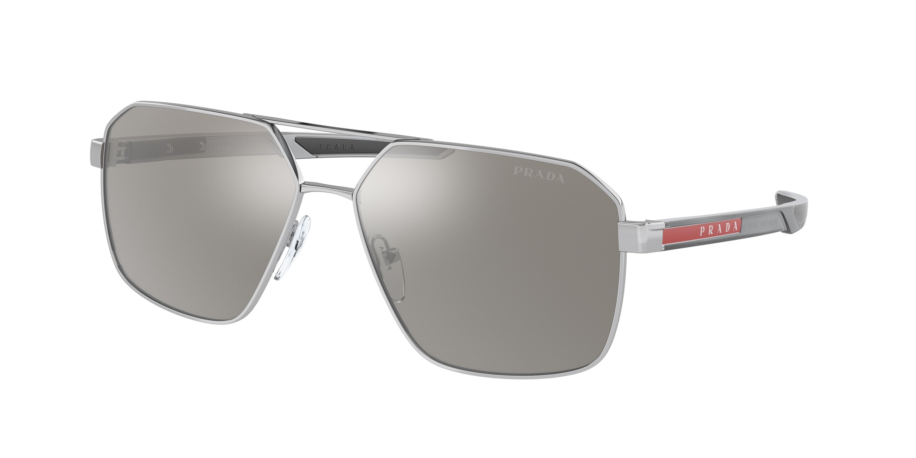 Prada Linea Rossa PS55WS Irregular Sunglasses  1BC07F-Silver 60-140-14 - Color Map Silver