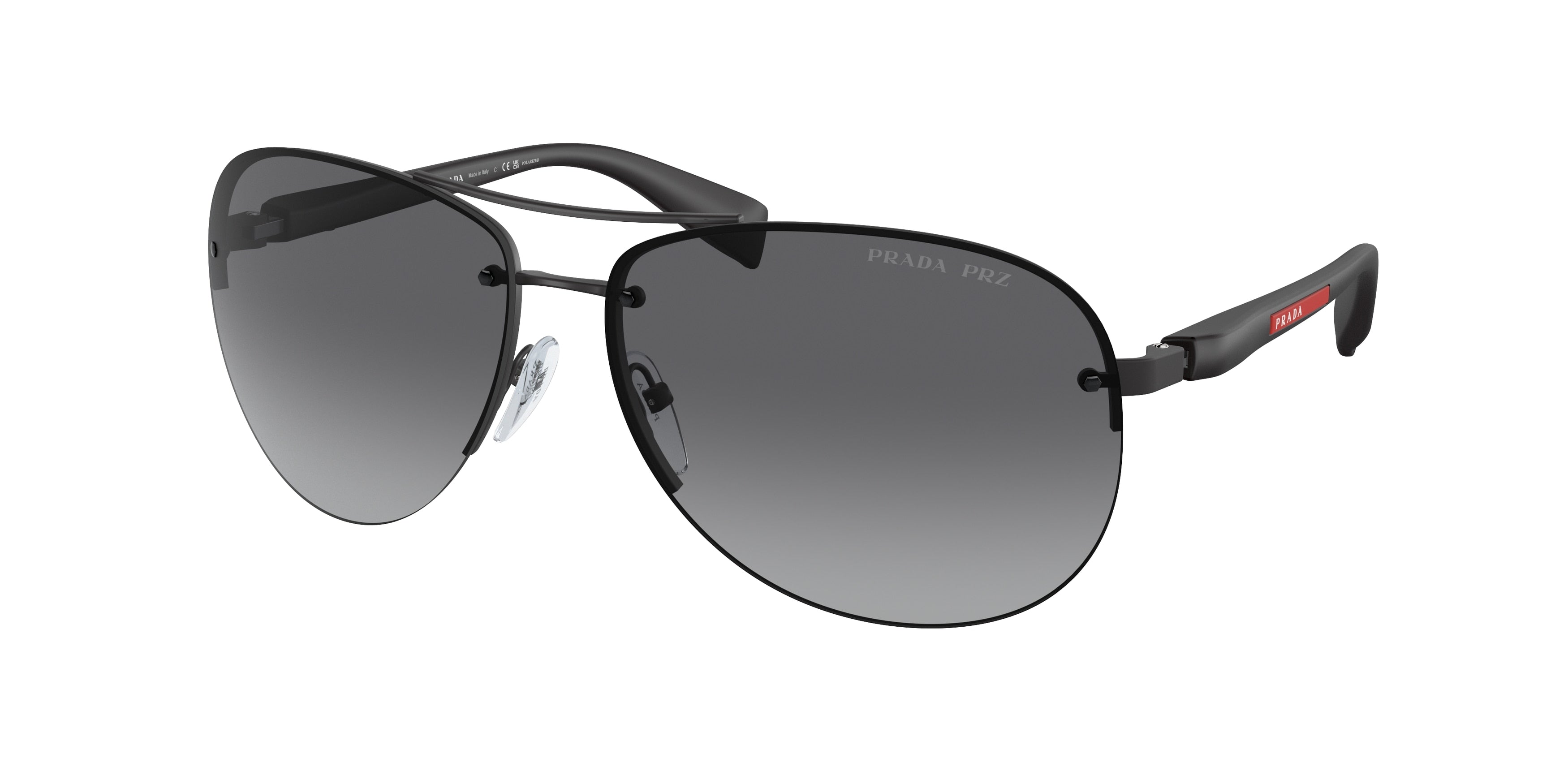 Prada Linea Rossa PS 56MS (65) PS56MS Pilot Sunglasses DG05W1-Black Rubber 65-130-14 - Color Map Black
