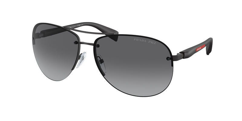 Prada Linea Rossa PS 56MS (65) PS56MS Pilot Sunglasses DG05W1-Black Rubber 65-130-14 - Color Map Black