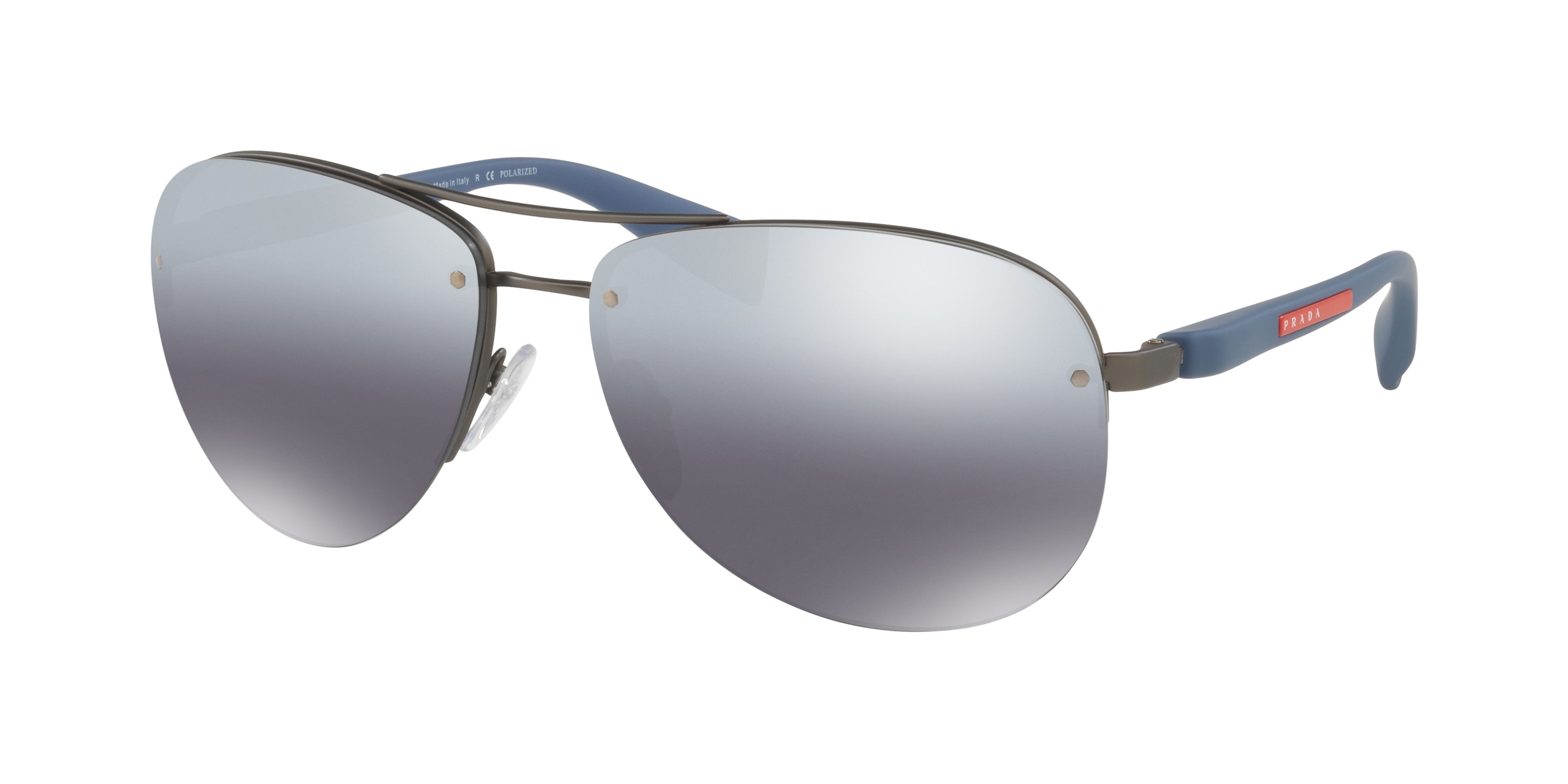 Prada Linea Rossa PS 56MS (65) PS56MS Pilot Sunglasses DG12F2-Gunmetal Rubber 65-130-14 - Color Map Grey